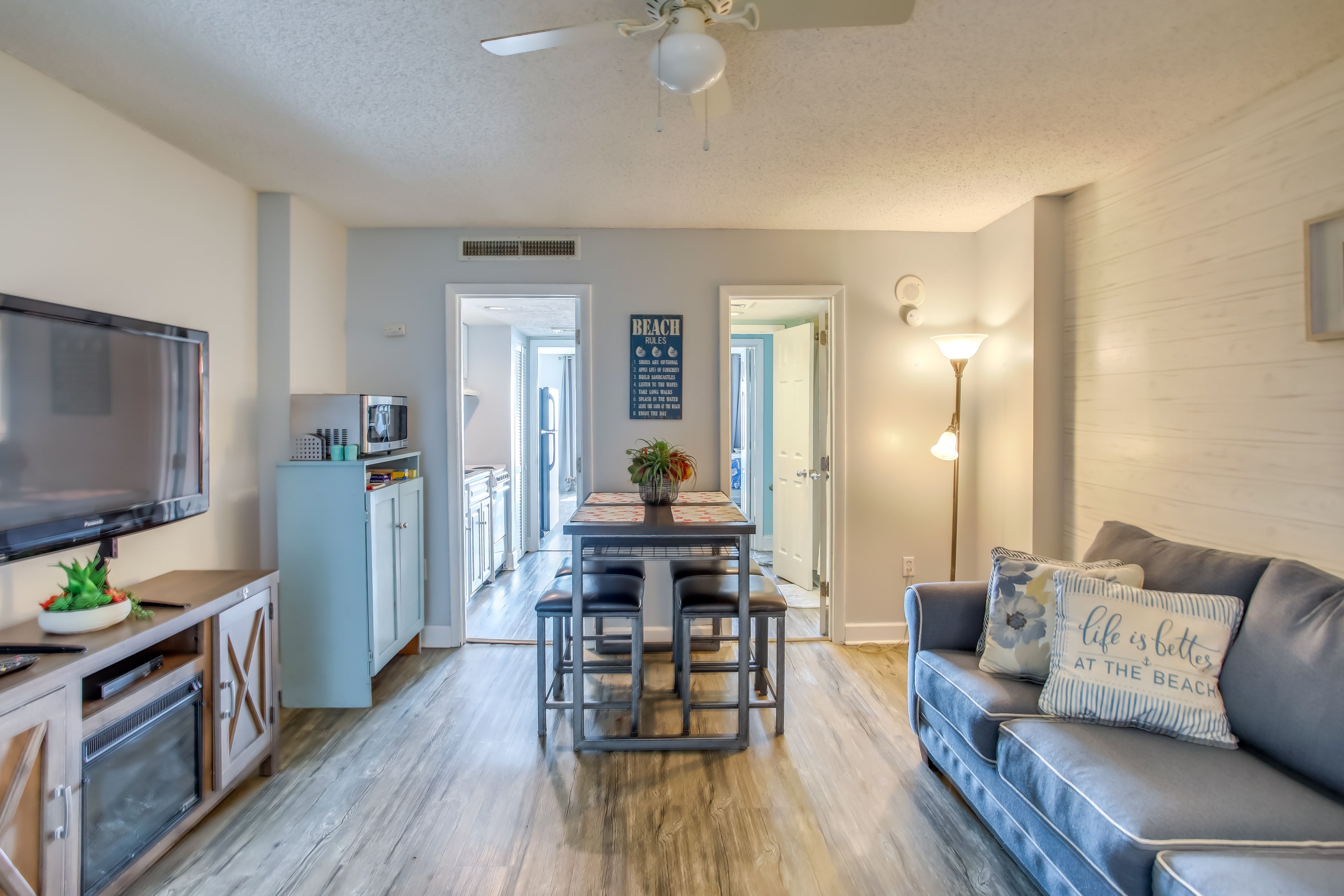 Living Area | Full Sleeper Sofa | Smart TV w/ Cable | Electric Fireplace