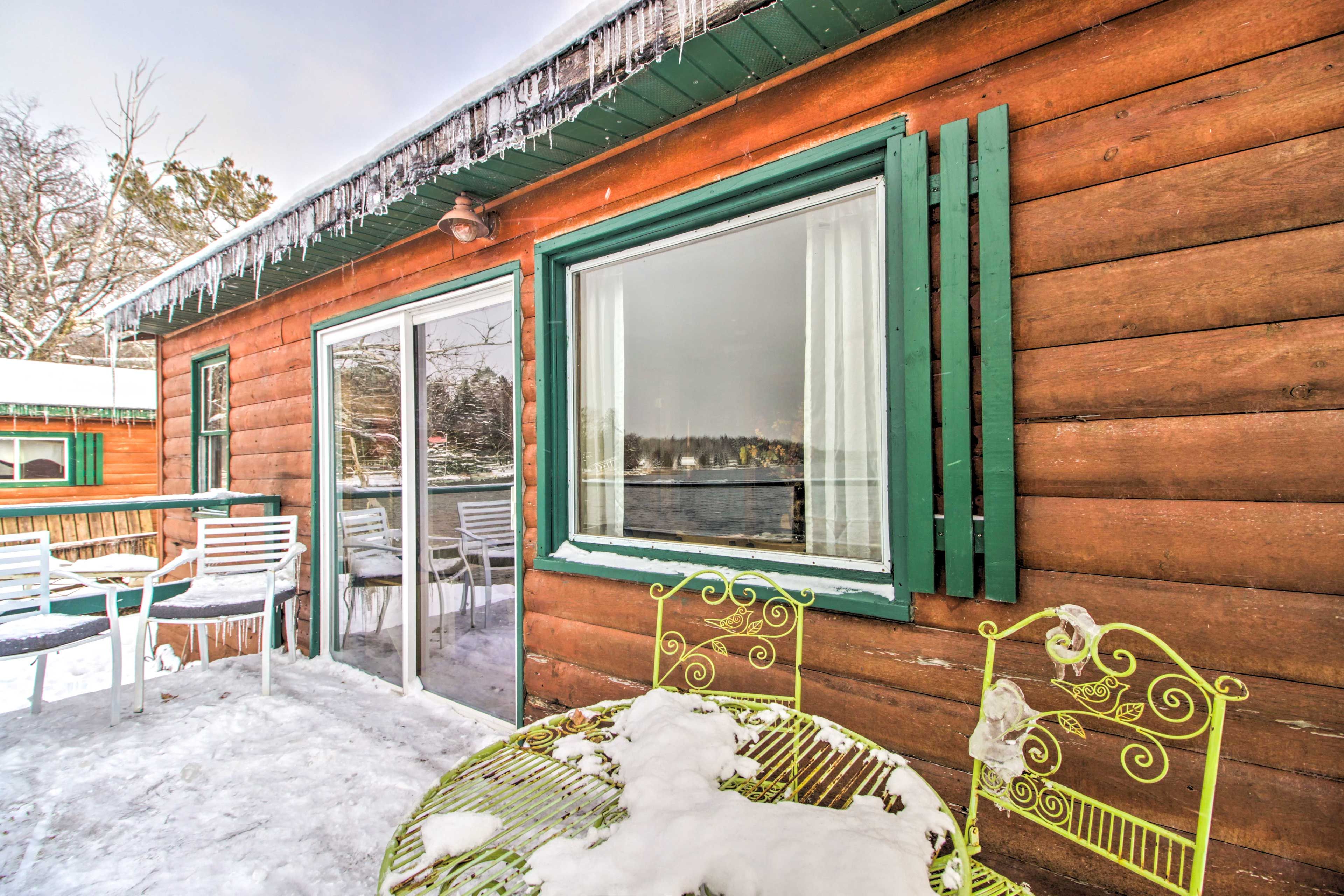 Cabin Exterior | Furnished Deck | Dining Area