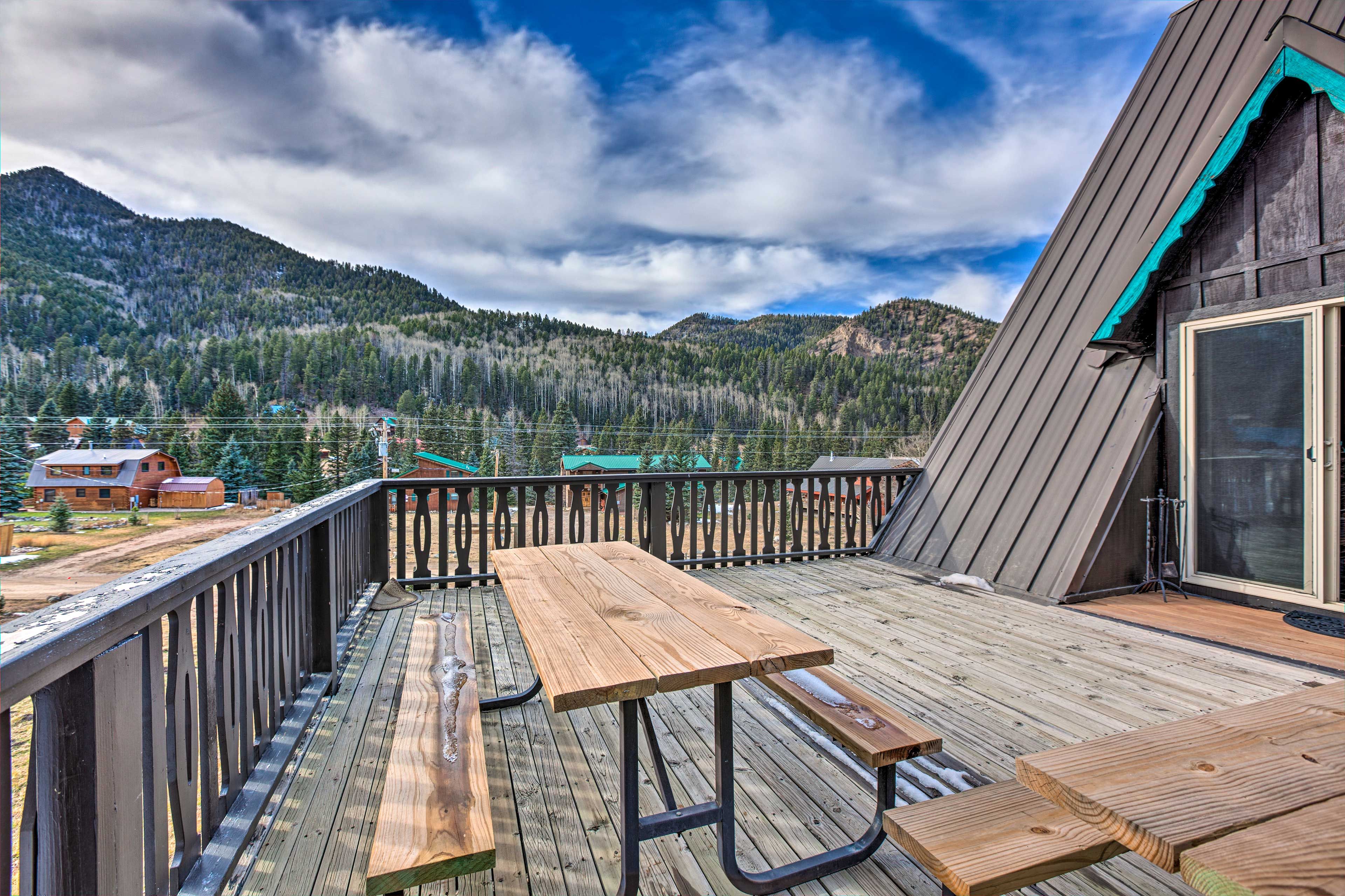 Cabin Exterior | Furnished Deck | Mountain Views