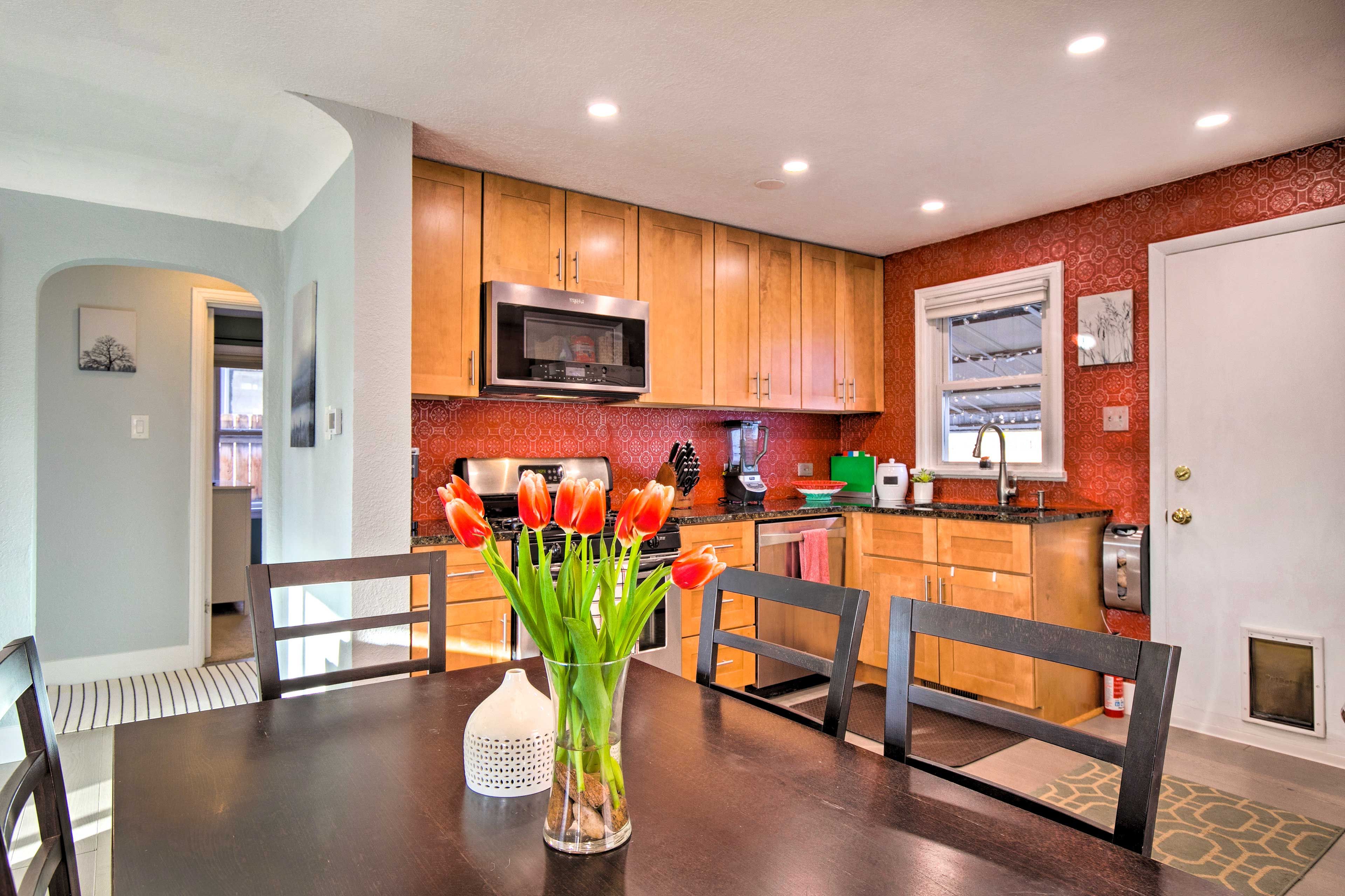 Kitchen | Single-Story Home | Prime Location | 1/4 Mi to Light Rail Station