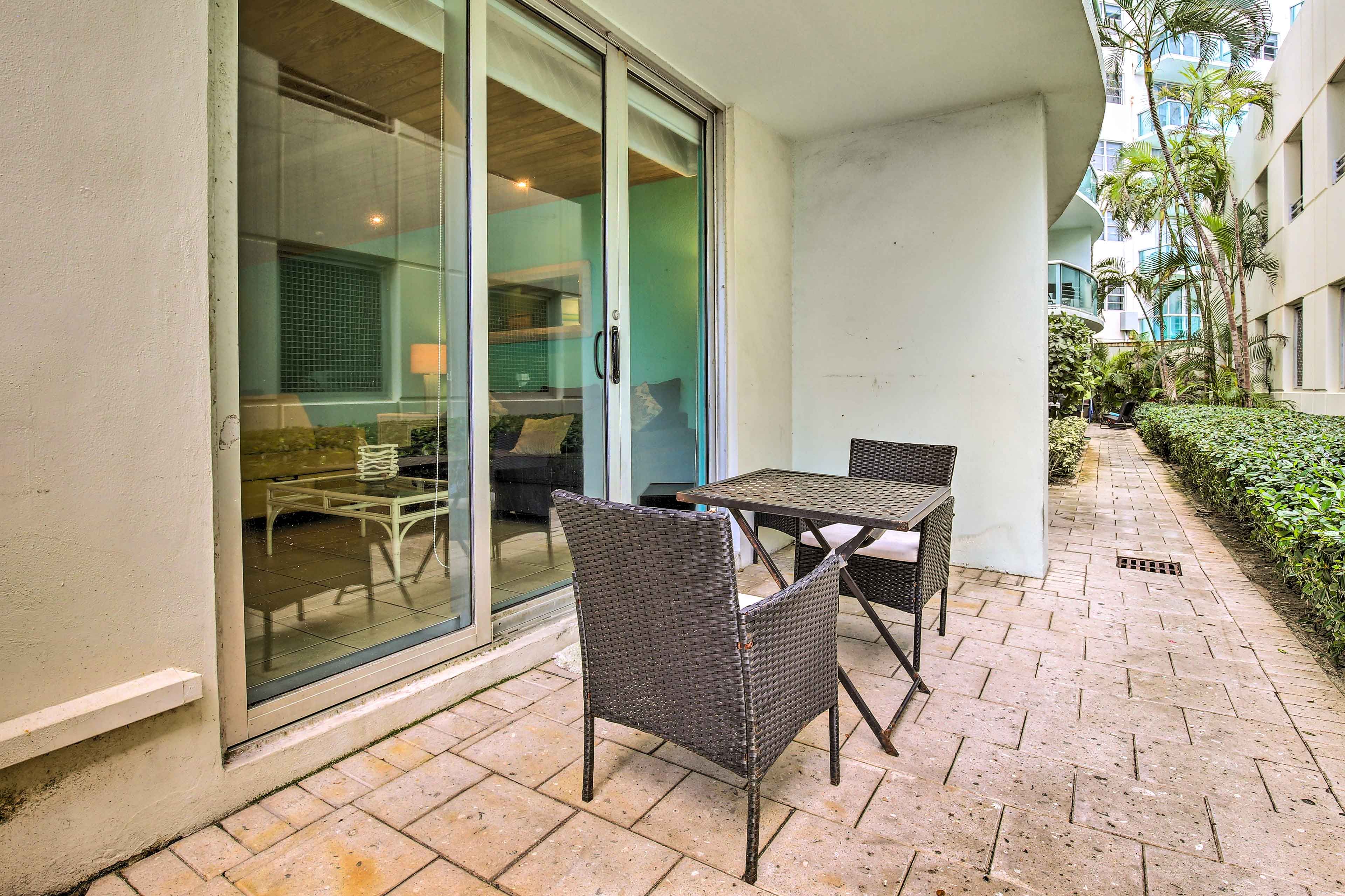 Private Patio | Outdoor Dining Area | Walk to North City Beach Park