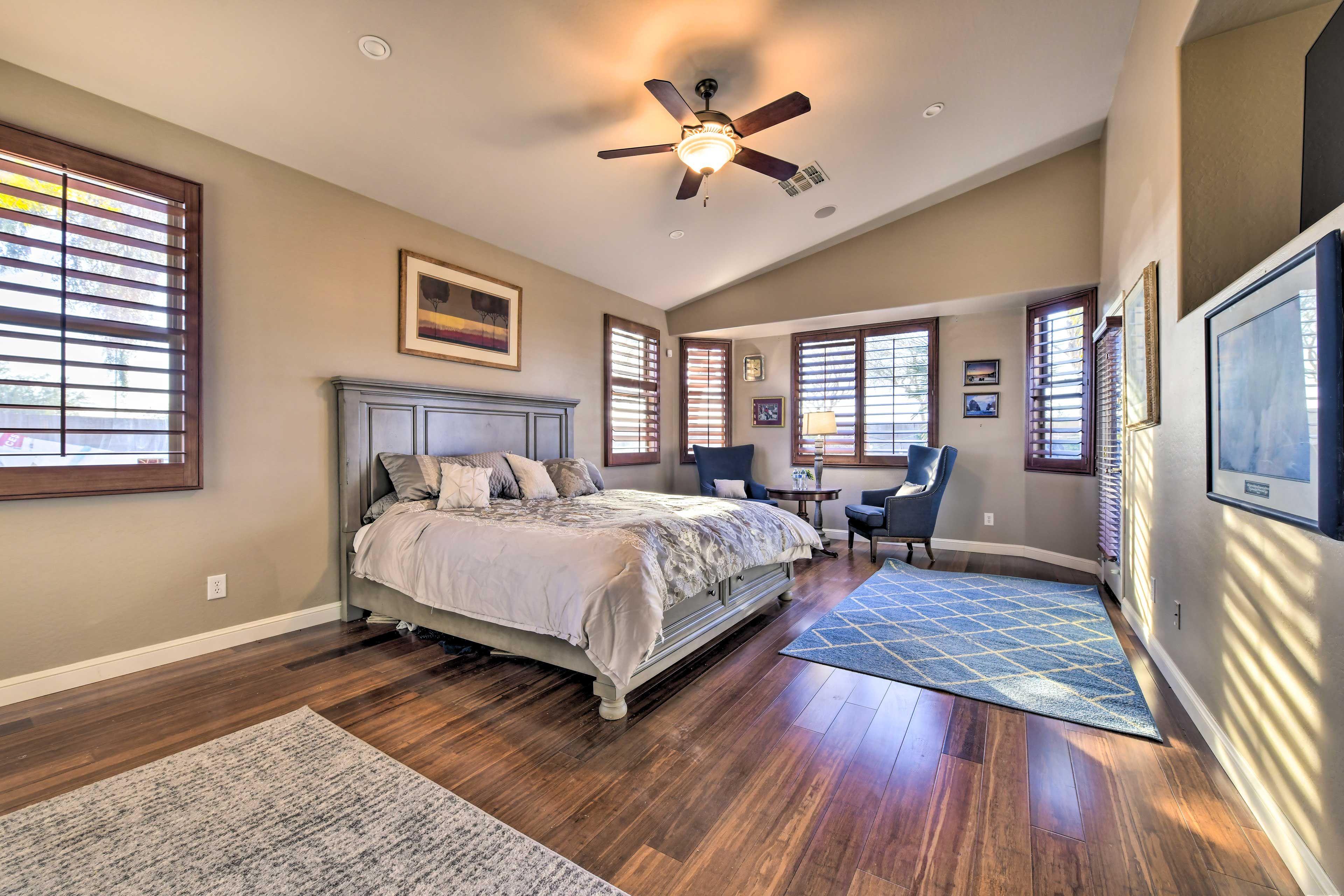 Bedroom 1 | California King Bed | Smart TV | Patio Access | En-Suite Bathroom