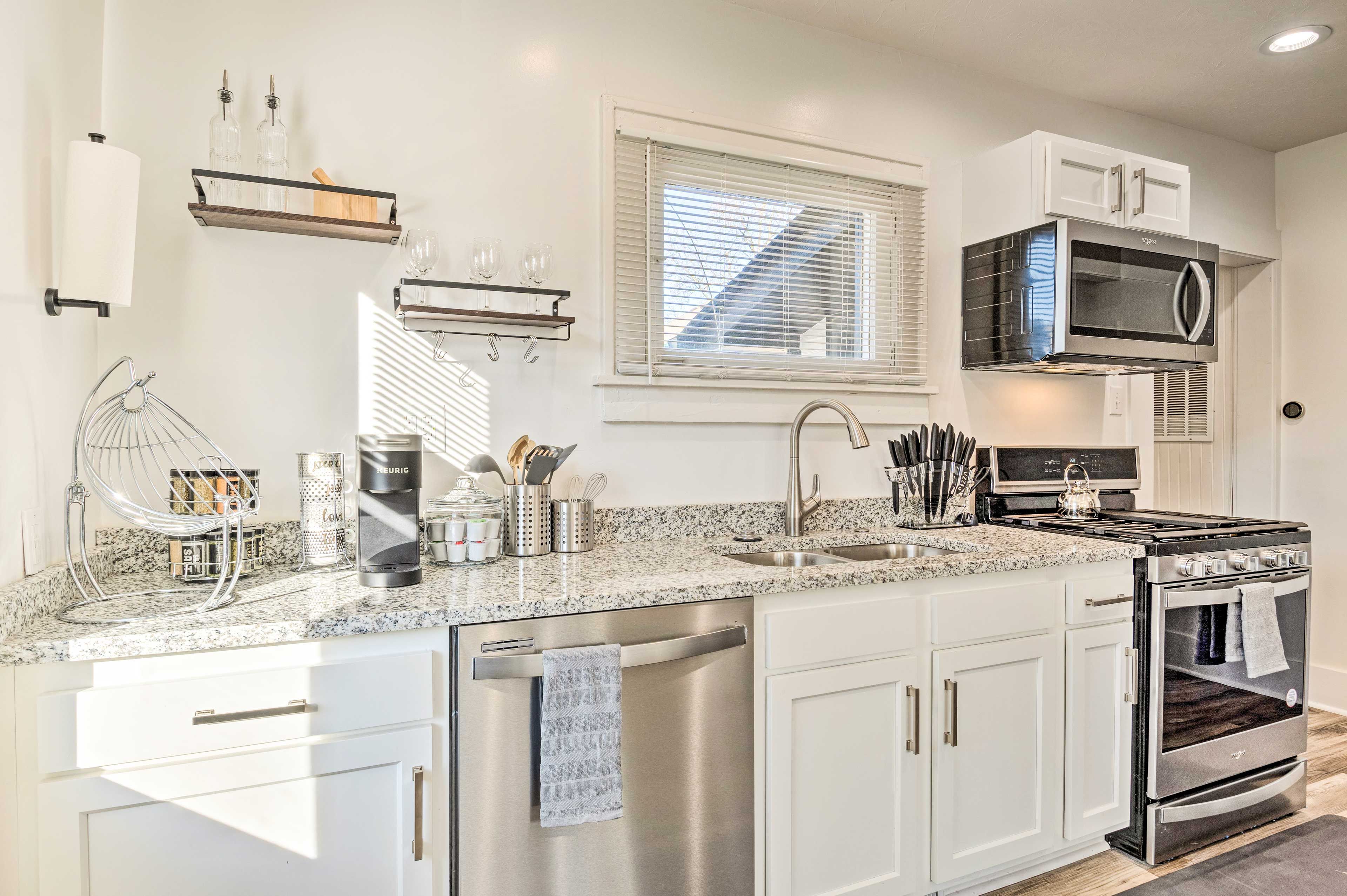 Kitchen | 900 Sq Ft | Keyless Entry | Single-Story Home