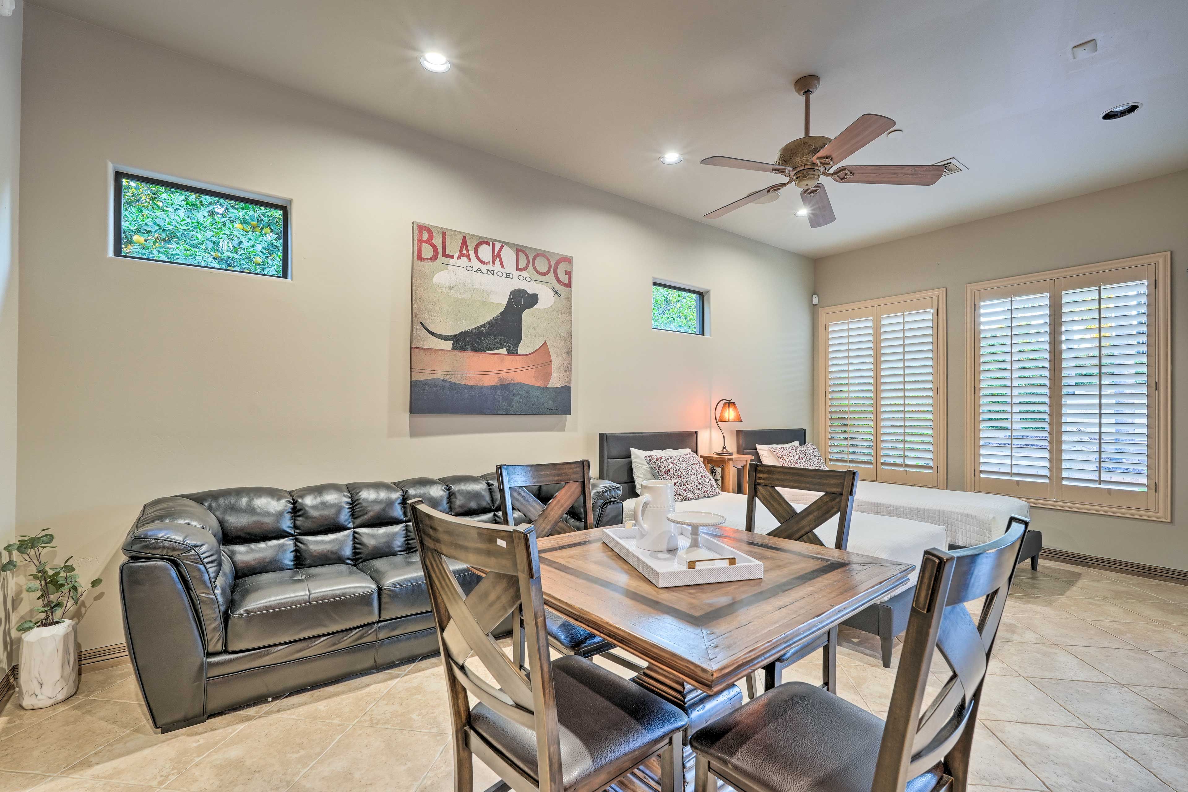 Guest House Living Room | 2 XL Twin Beds (Can Convert to King Bed)