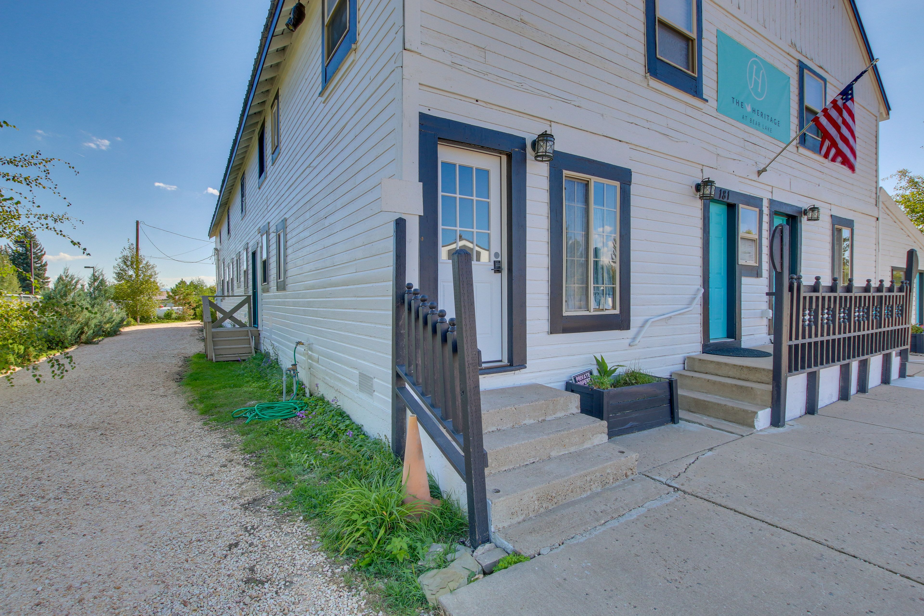 Unit Exterior | 12 Mi to Bear Lake