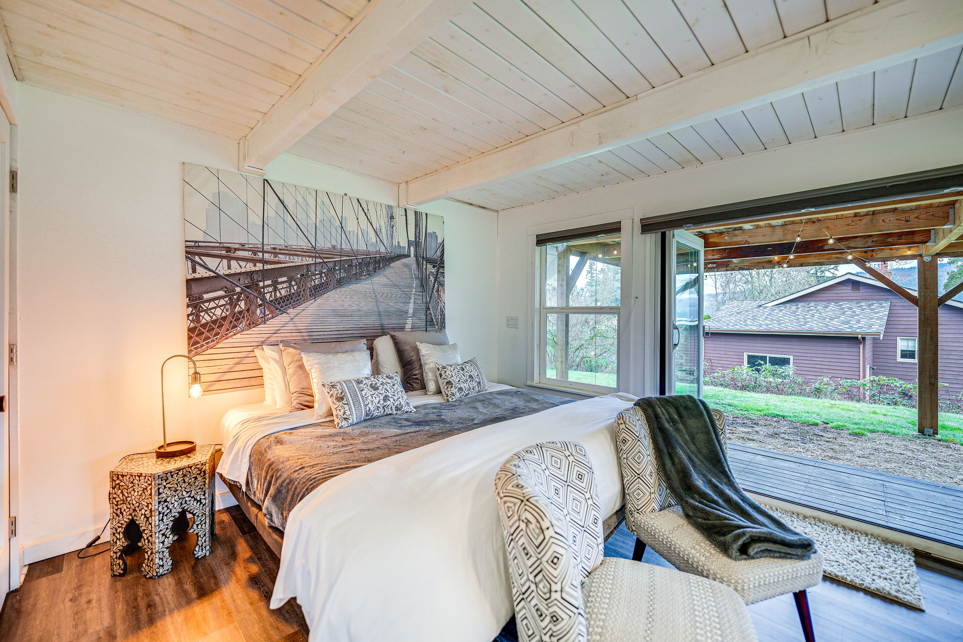 Bedroom 1 | 1st Floor | King Bed | Electric Fireplace | Linens Provided