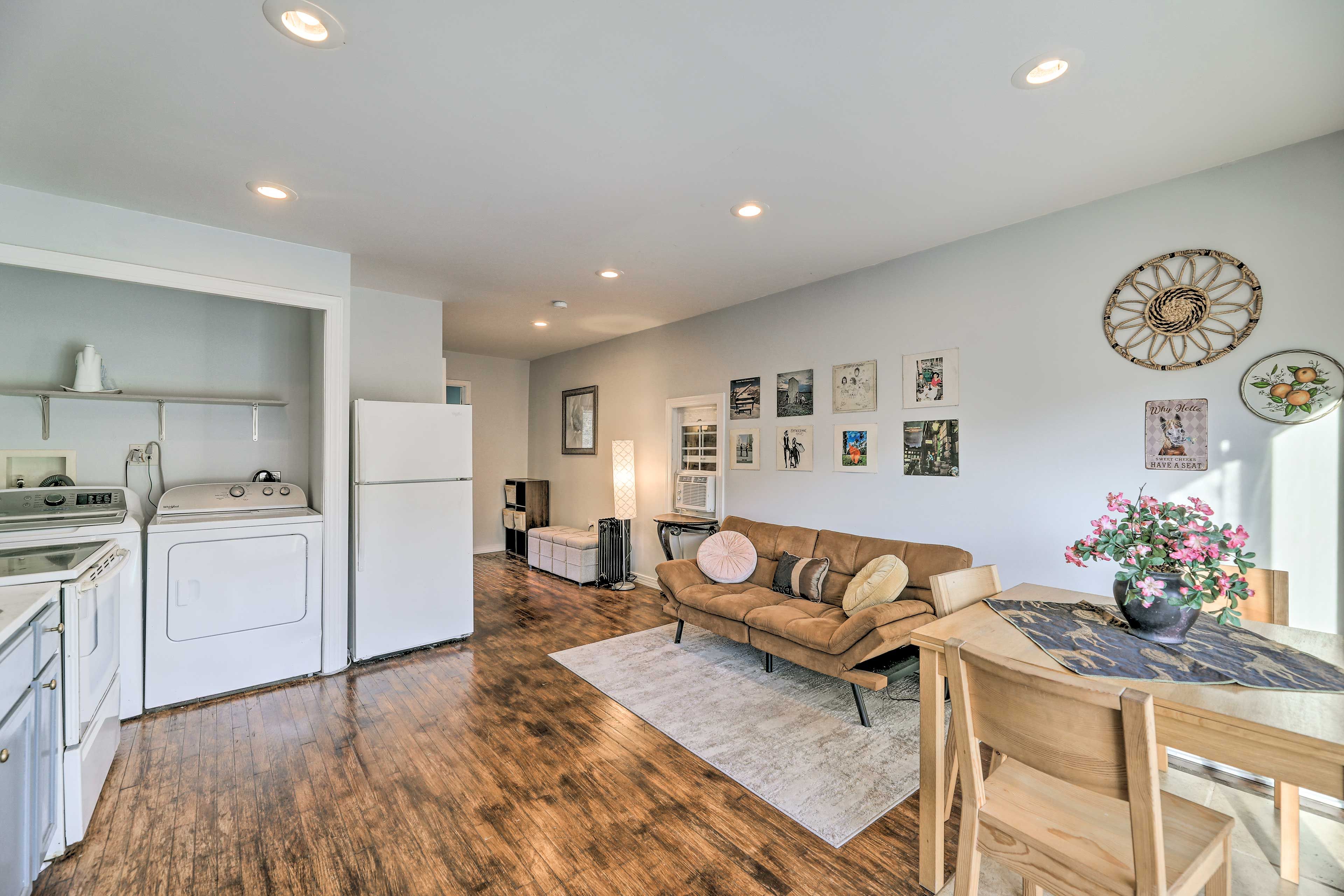 Living Room | Single Futon | In-Unit Laundry