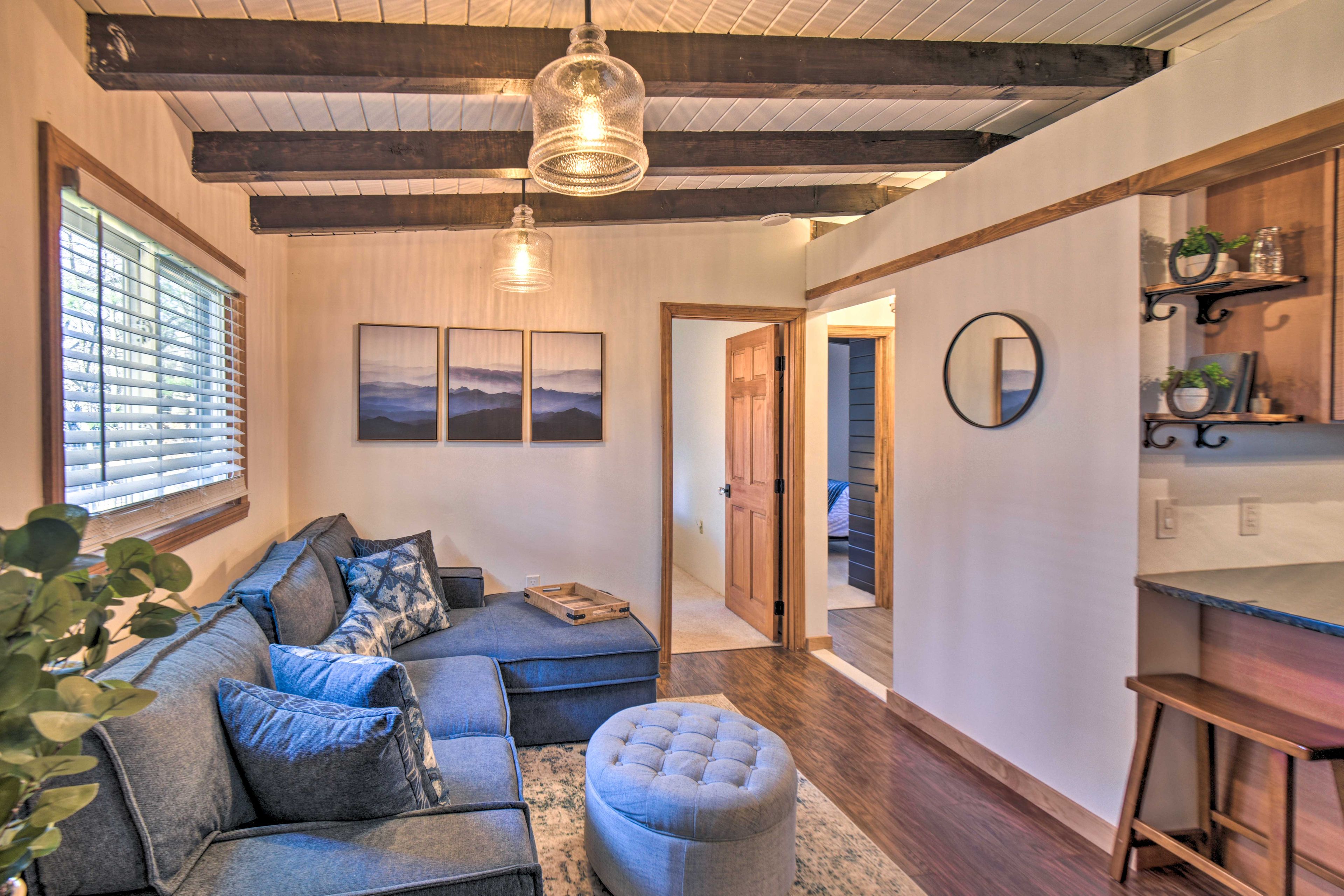 Living Room | Full Sleeper Sofa | Wood-Burning Stove (Wood Provided)