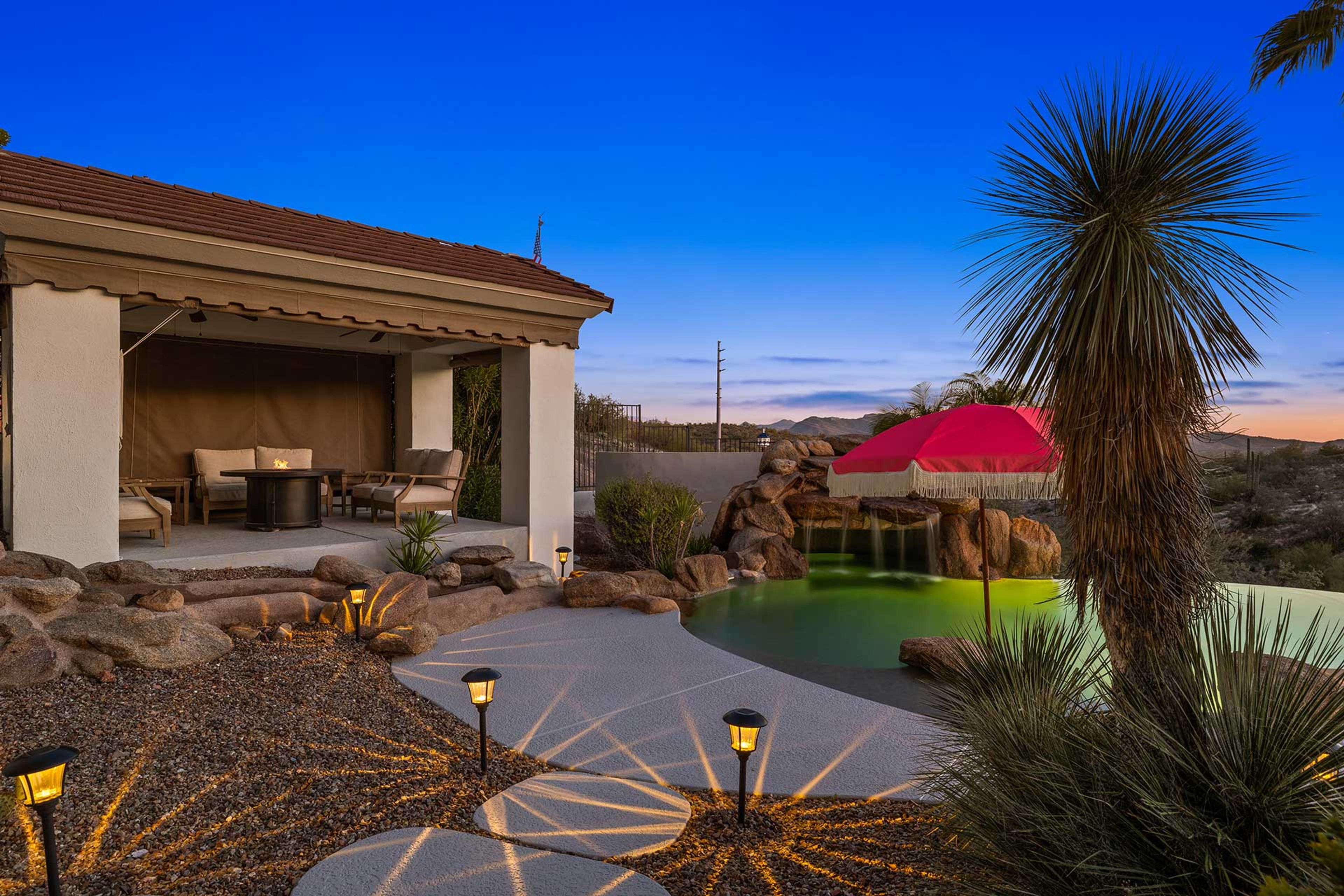 Patio | Infinity Pool w/ Grotto & Waterfall (Heated w/ Fee)
