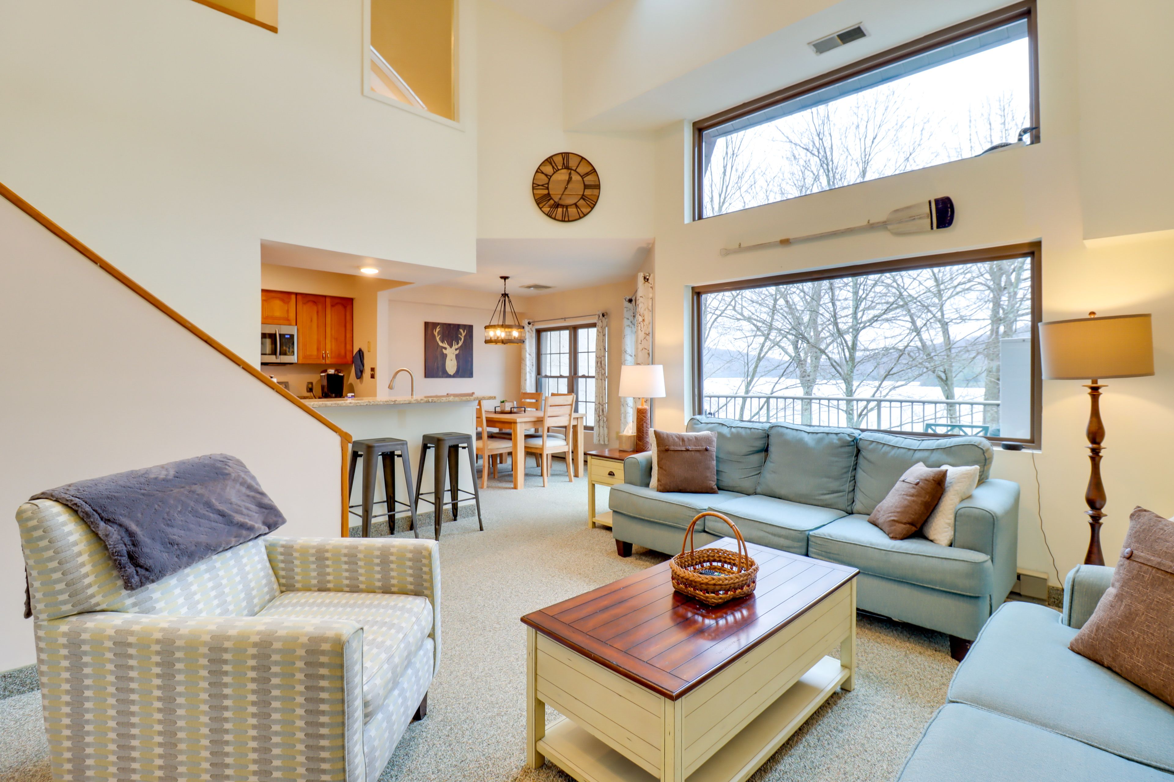 Lake Harmony Vacation Rental | 3BR | 3BA | Stairs Required | 1,315 Sq Ft