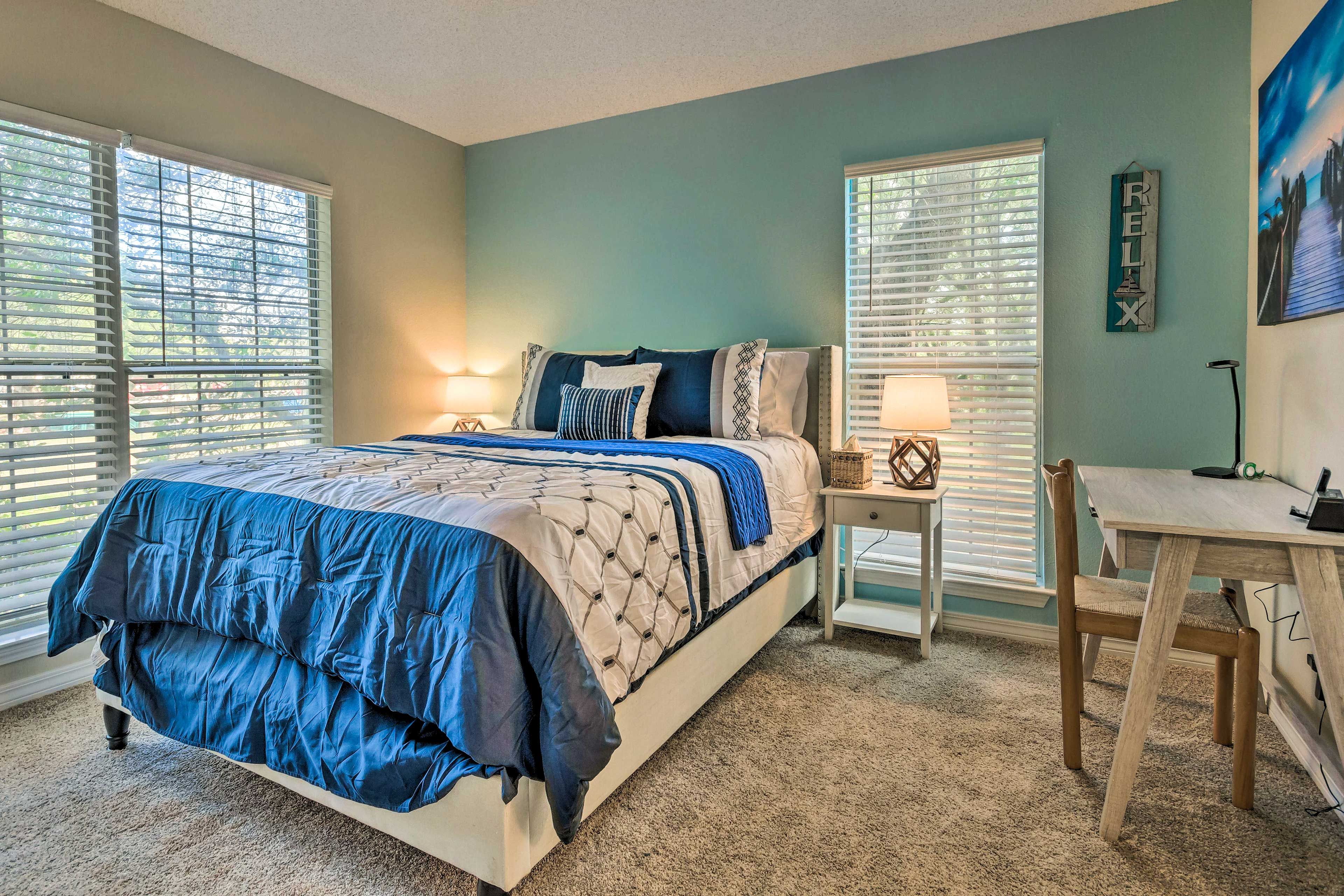 Bedroom 2 | Queen Bed | Desk Workspace | En-Suite Bathroom