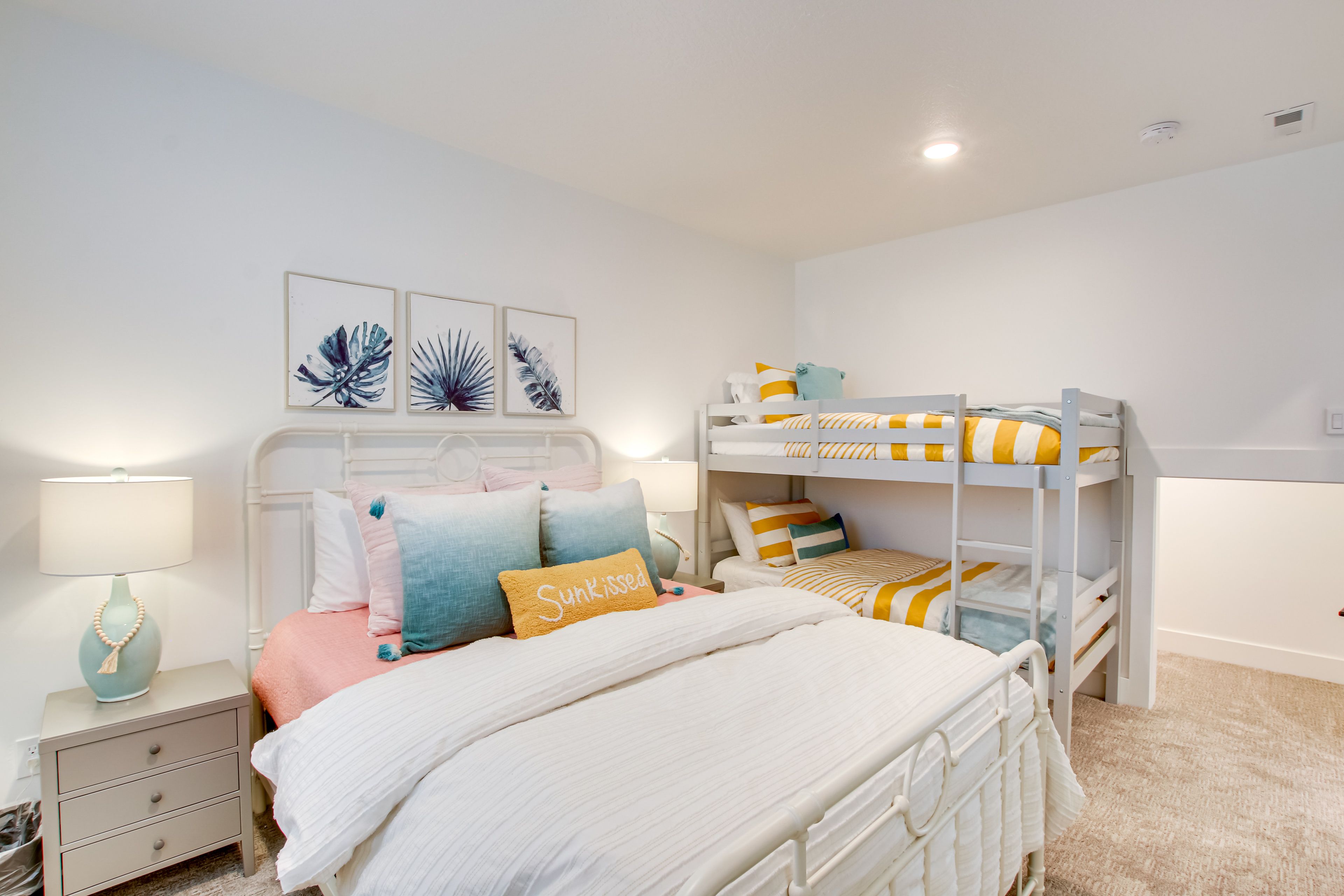 Bedroom 5 (Sun Kissed Room) | Queen Bed, Twin Bunk Bed | 1st Floor