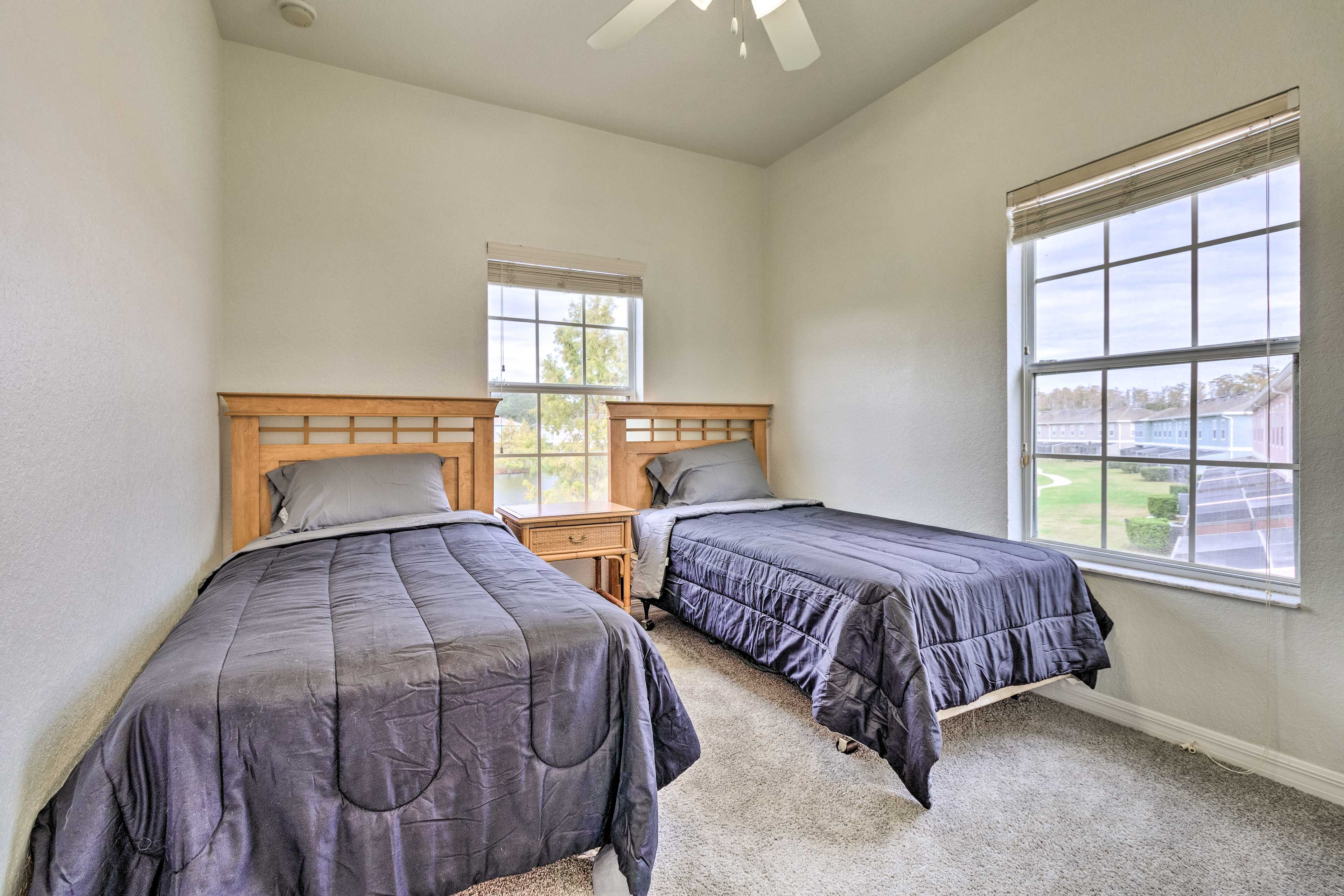 Bedroom 4 | 2nd Floor | 2 Twin Beds | Ceiling Fan