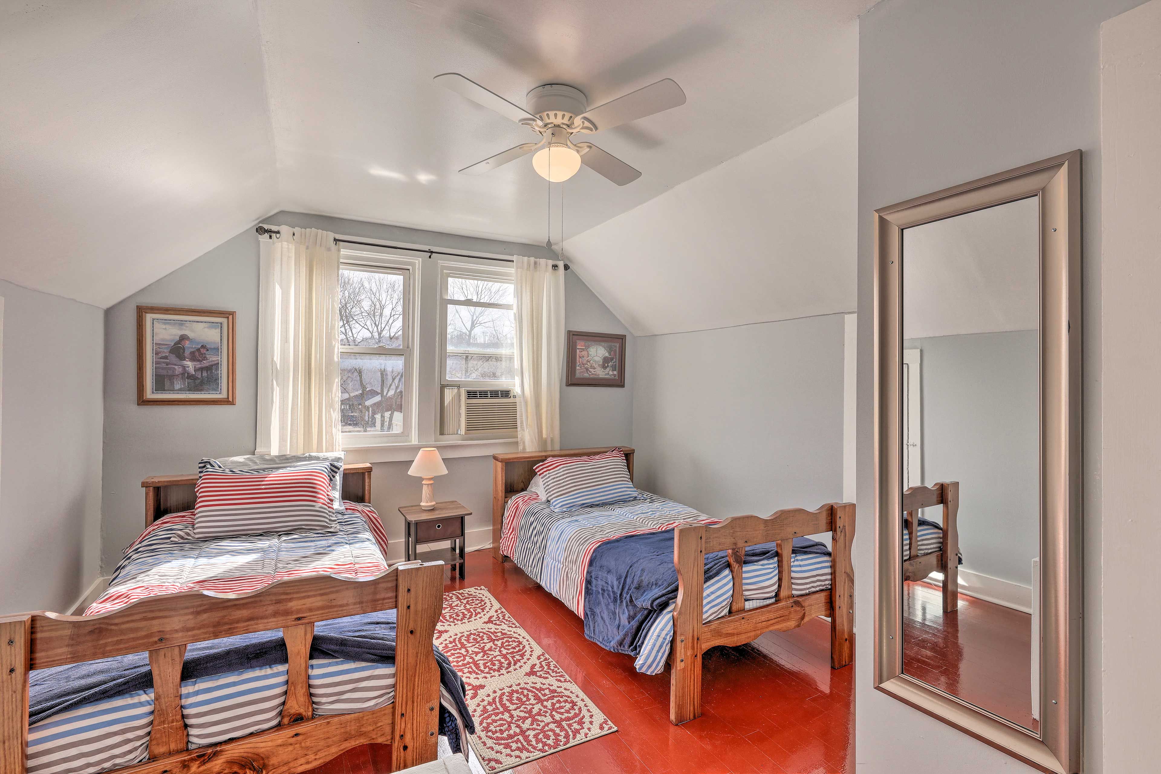 Bonus Room | 2 Twin Beds | 2nd Floor | Window A/C