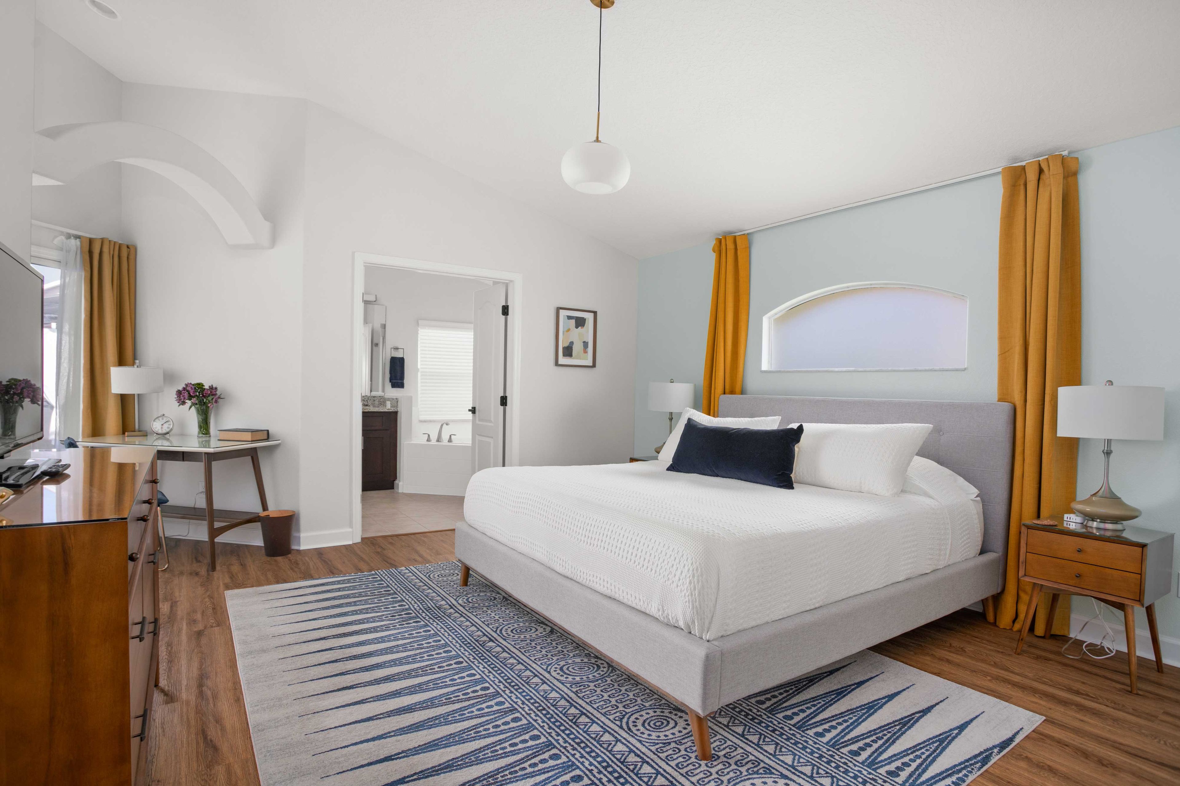 Bedroom 1 | King Bed | Smart TV w/ Cable | Laptop-Friendly Desk