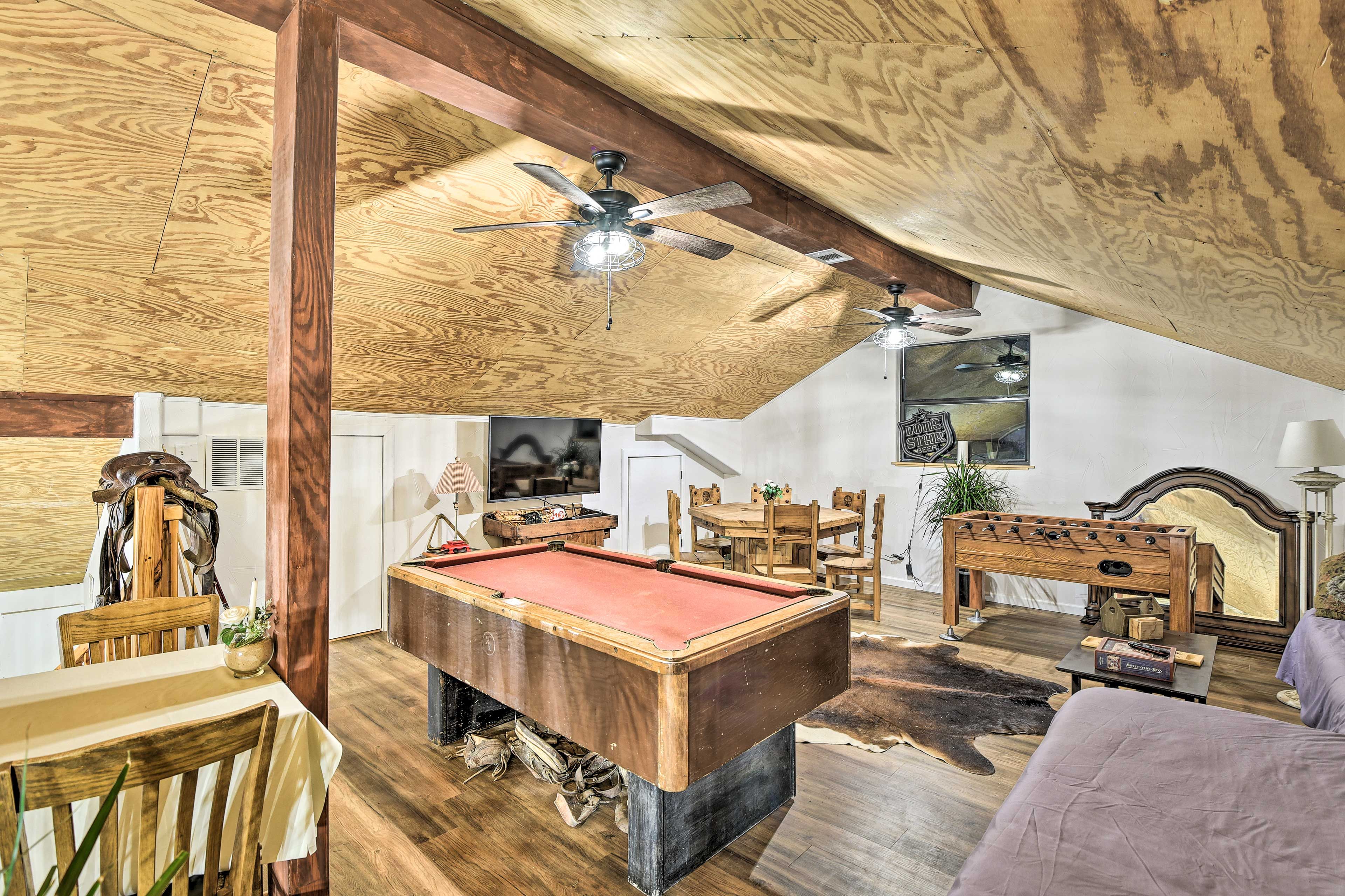 Game Room | 2 Sleeper Sofas | 3 Coleman Adjustable Cots | Ping Pong Tabletop