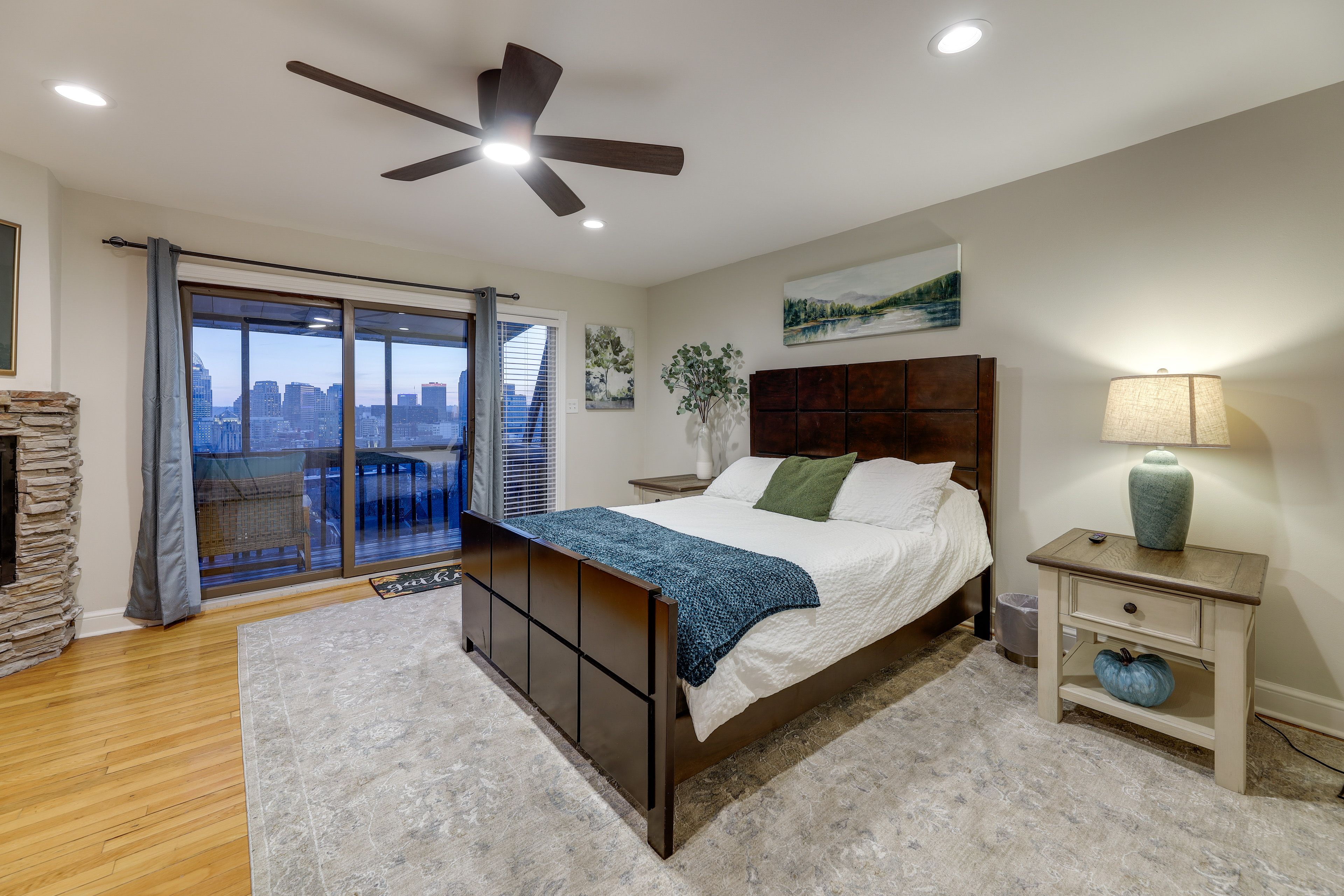 Bedroom 1 | Queen Bed | Gas Fireplace | Balcony Access