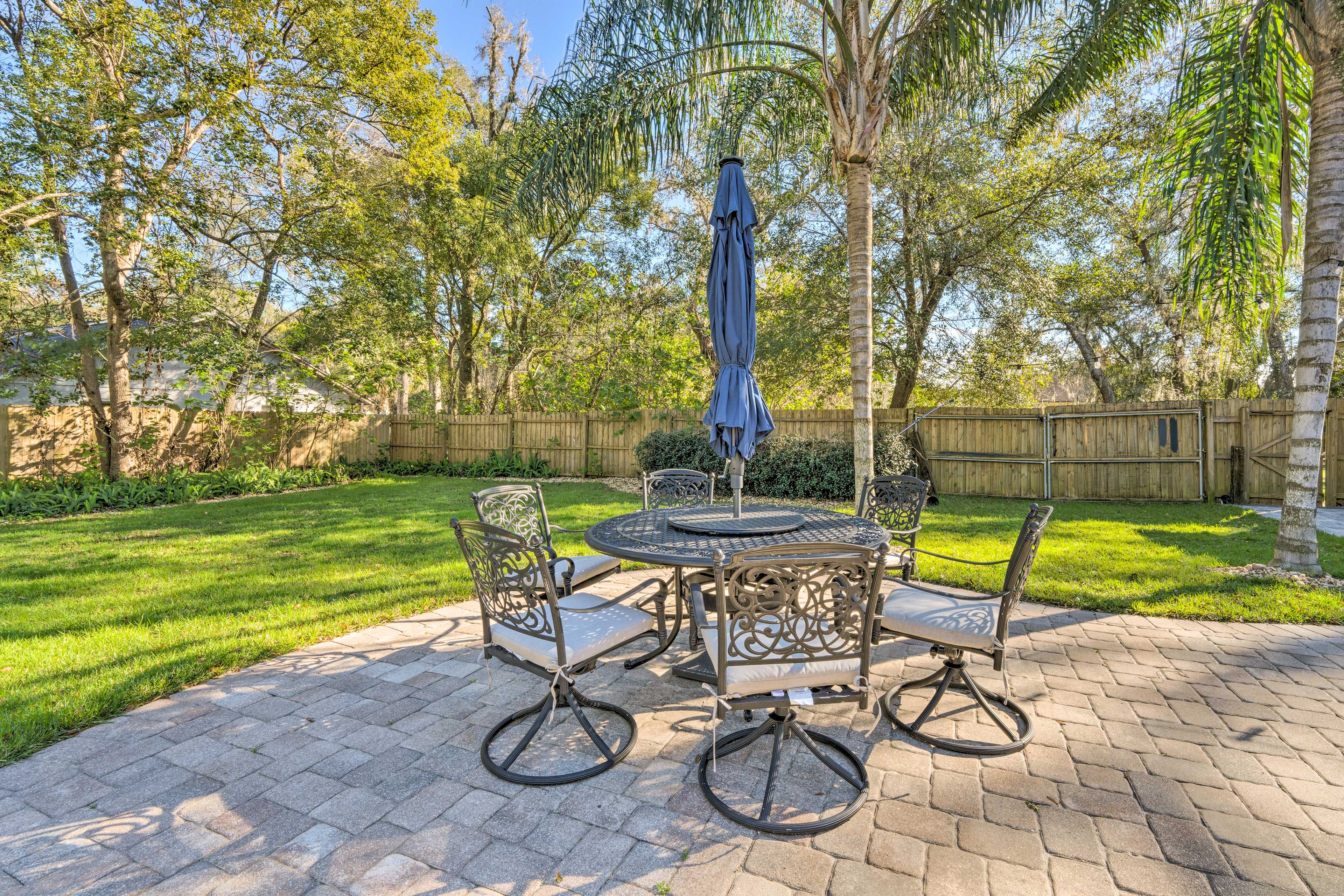 Backyard | Charcoal Grill | Pool & Hot Tub