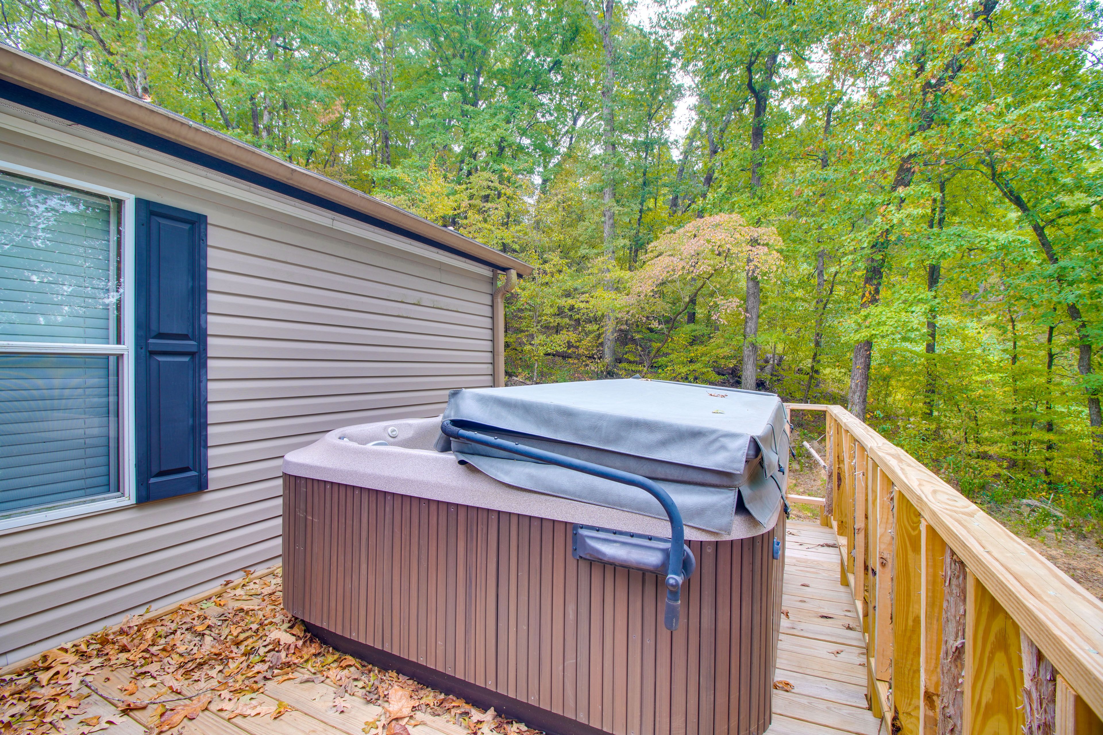 Deck | Private Hot Tub | 300-Acre Property