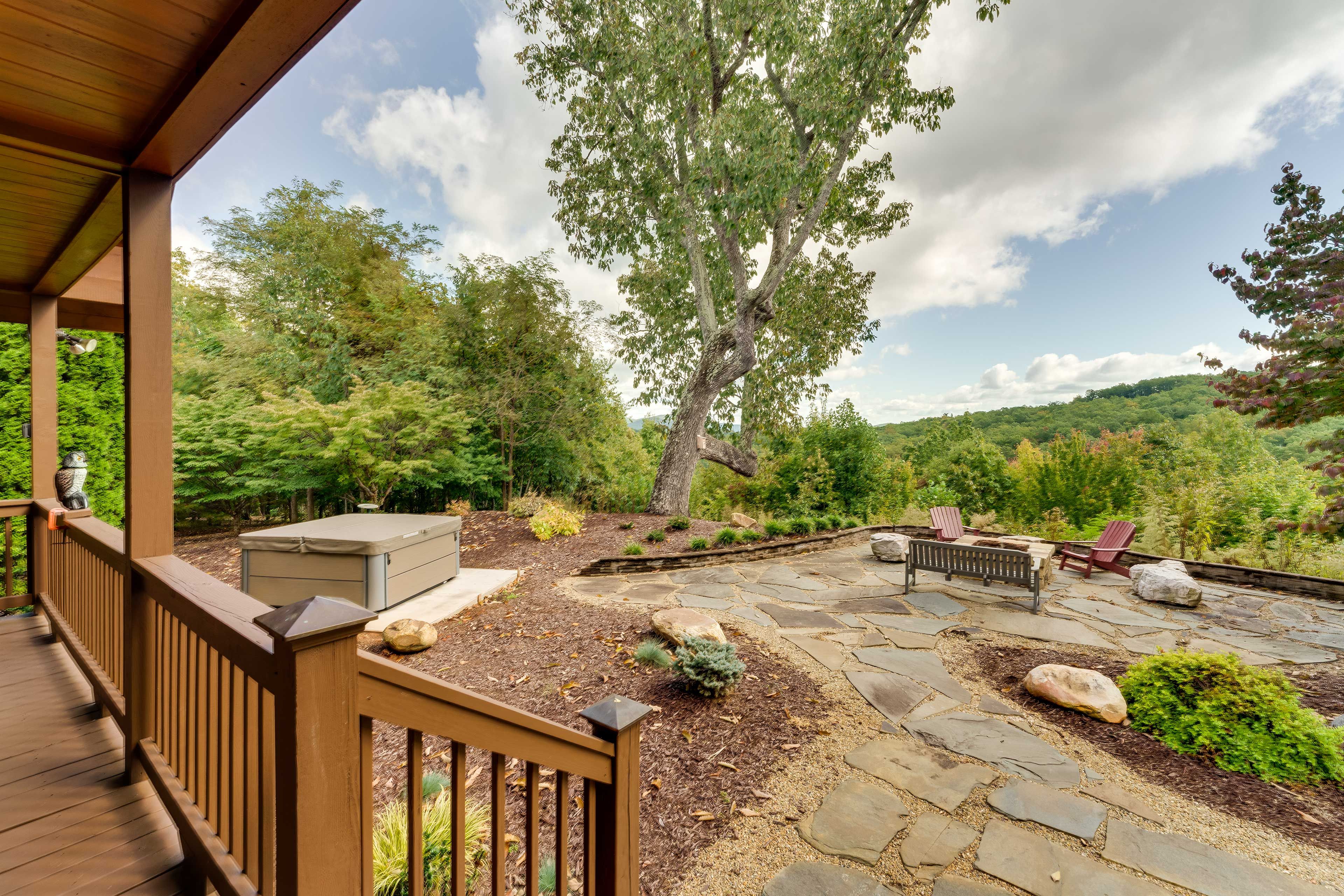 Exterior | Fire Pit w/ Seating | Private Hot Tub