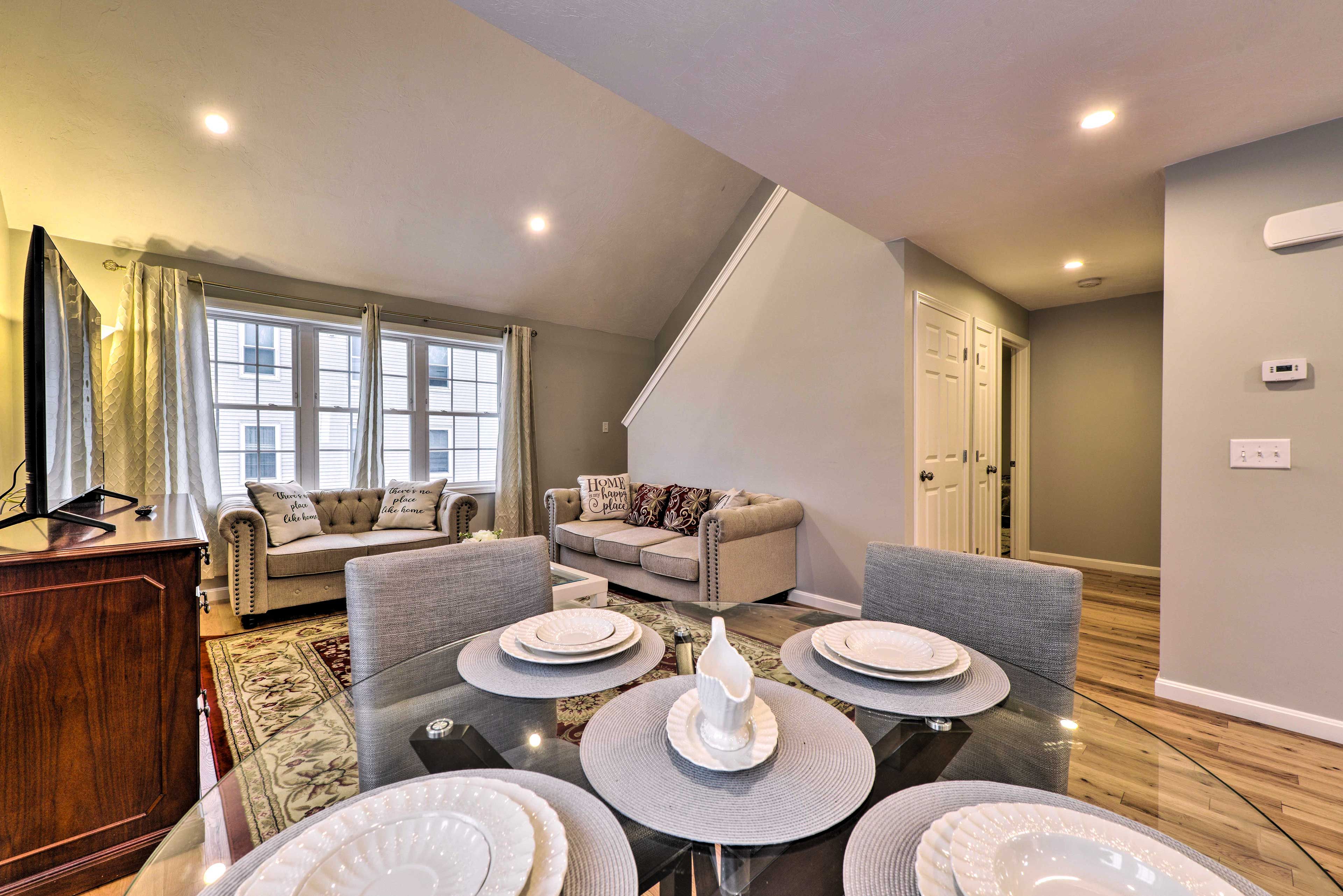 Dining Area | Heated Floors | Window A/C Units