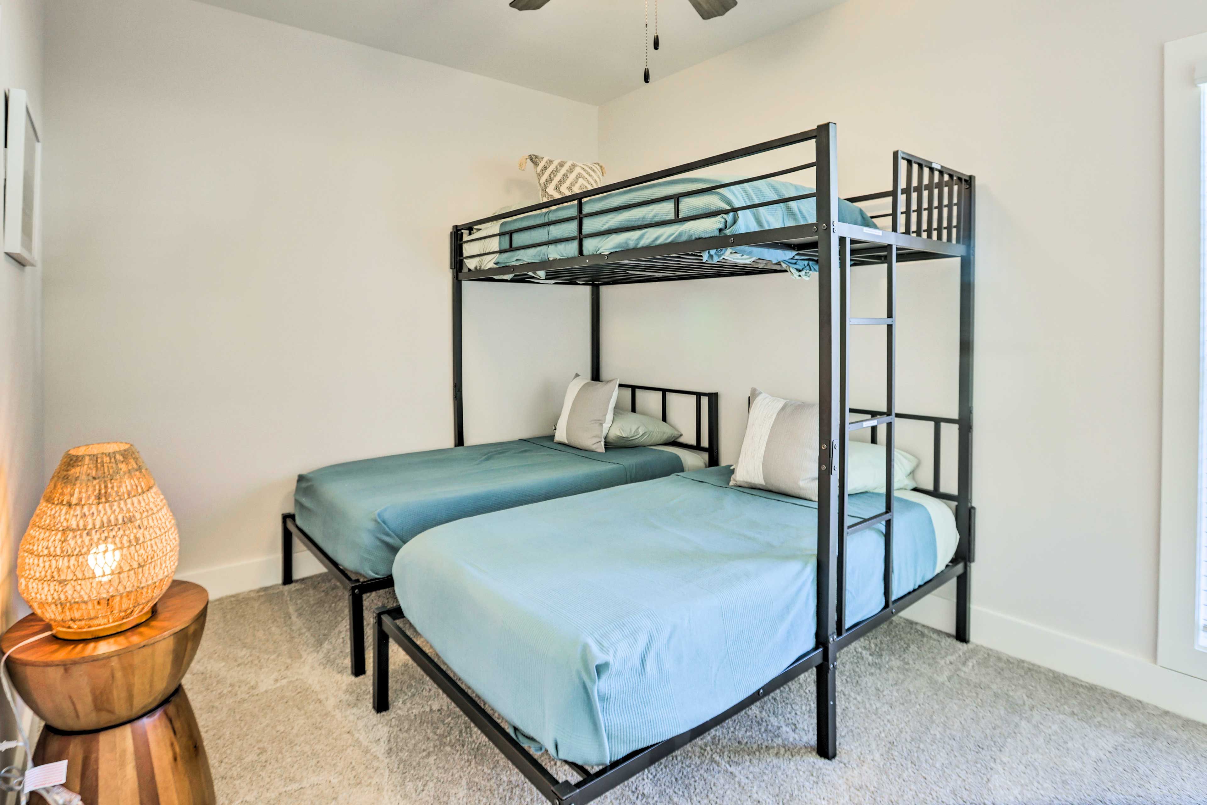 Bedroom 2 | 2 Twin Beds w/ Lofted Twin Bed | Linens Provided