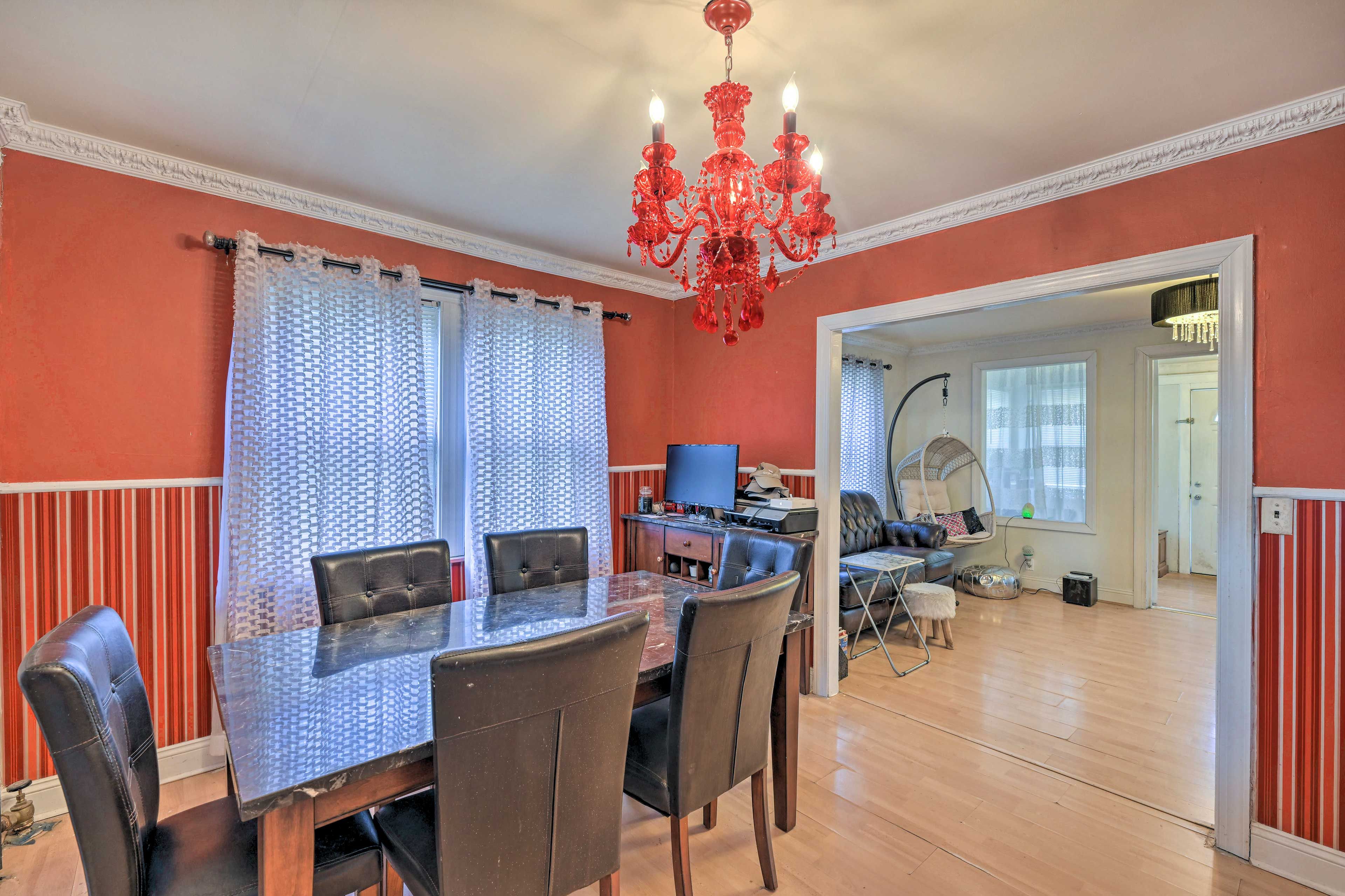 Dining Area | Dining Table | Dishware/Flatware | Computer | Printer
