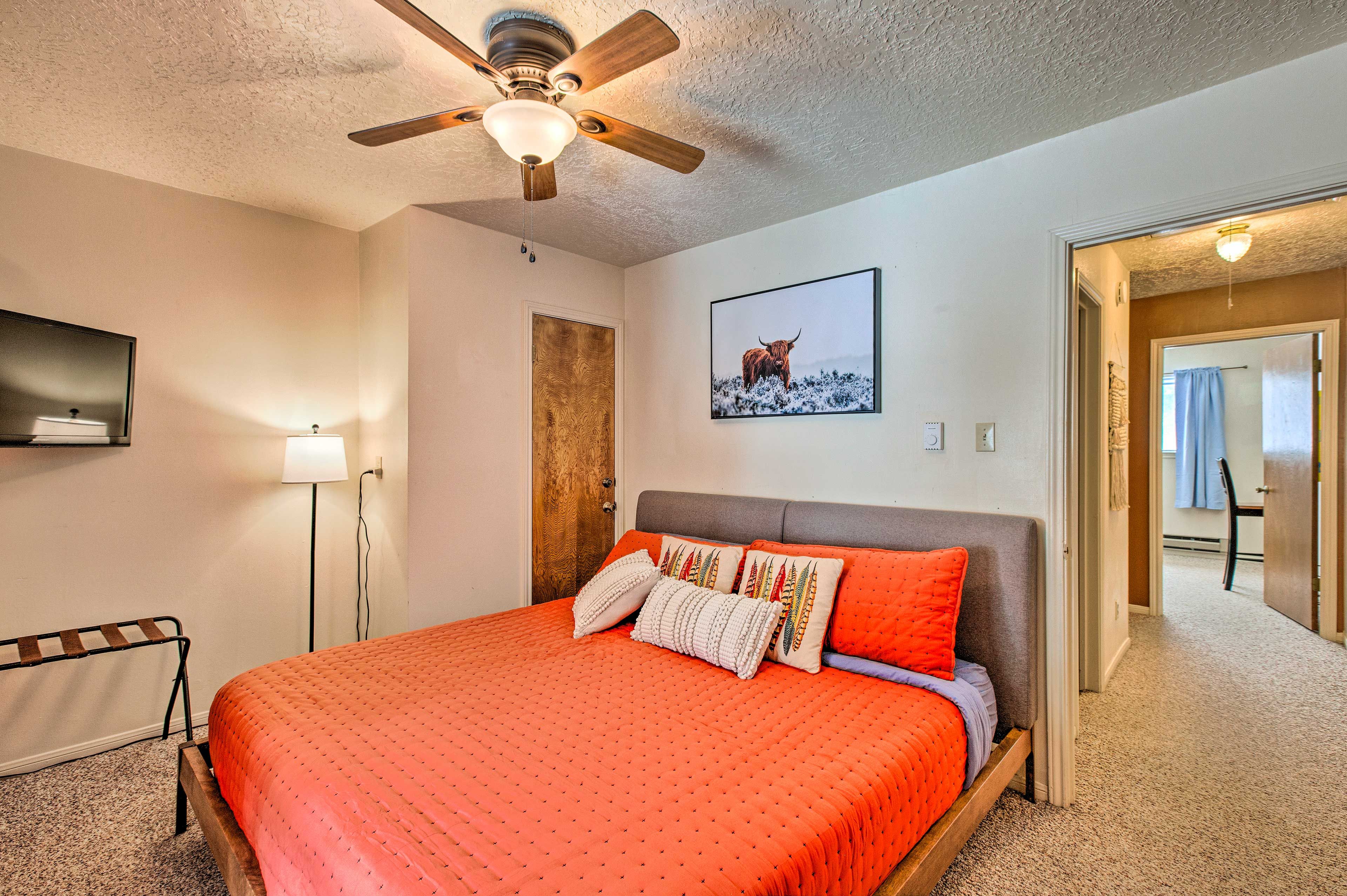 Bedroom 1 | King Bed | Smart TV w/ Cable | Balcony Access | 2nd Floor