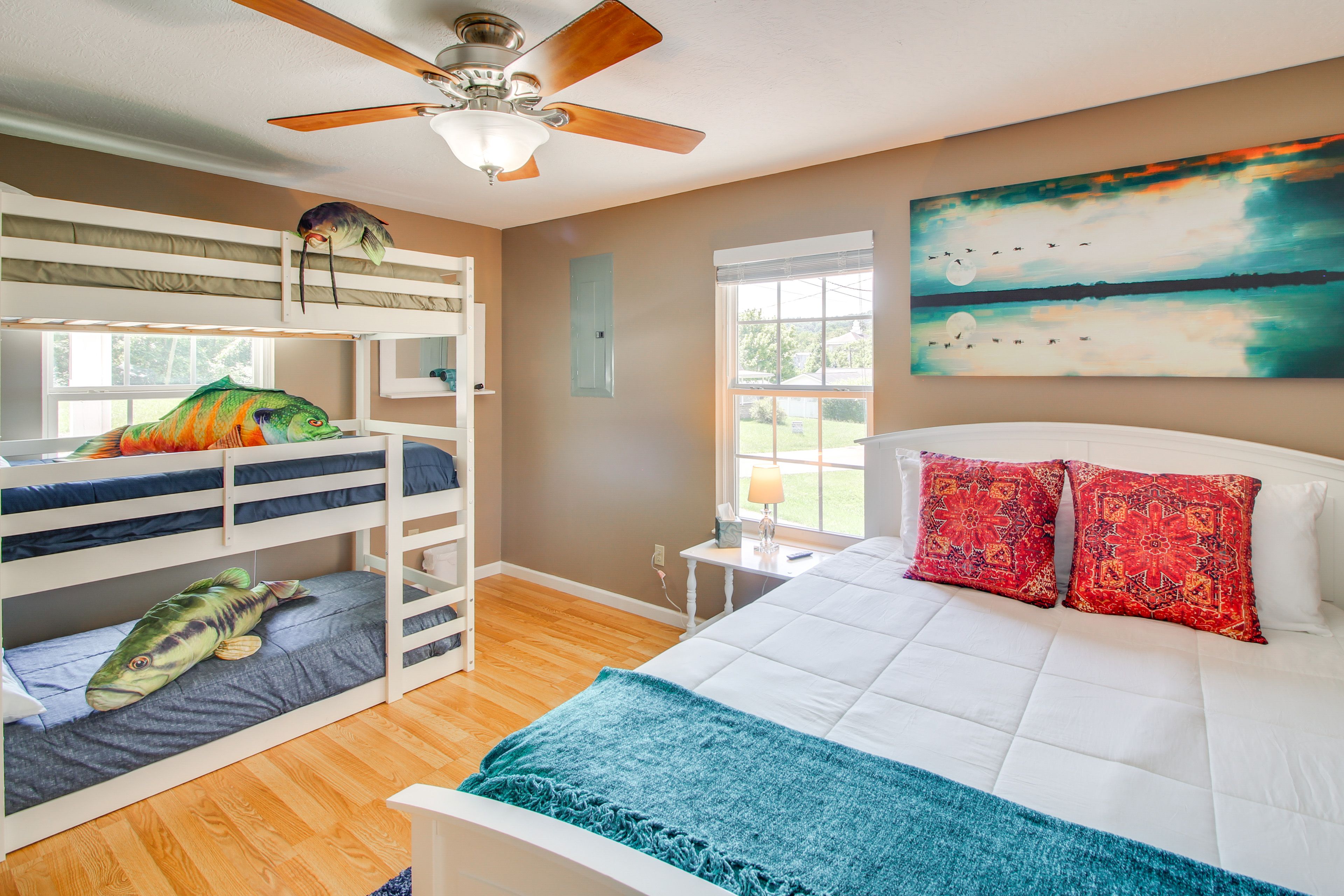 Bedroom 2 | Queen Bed | Triple Twin Bunk Bed | Smart TV
