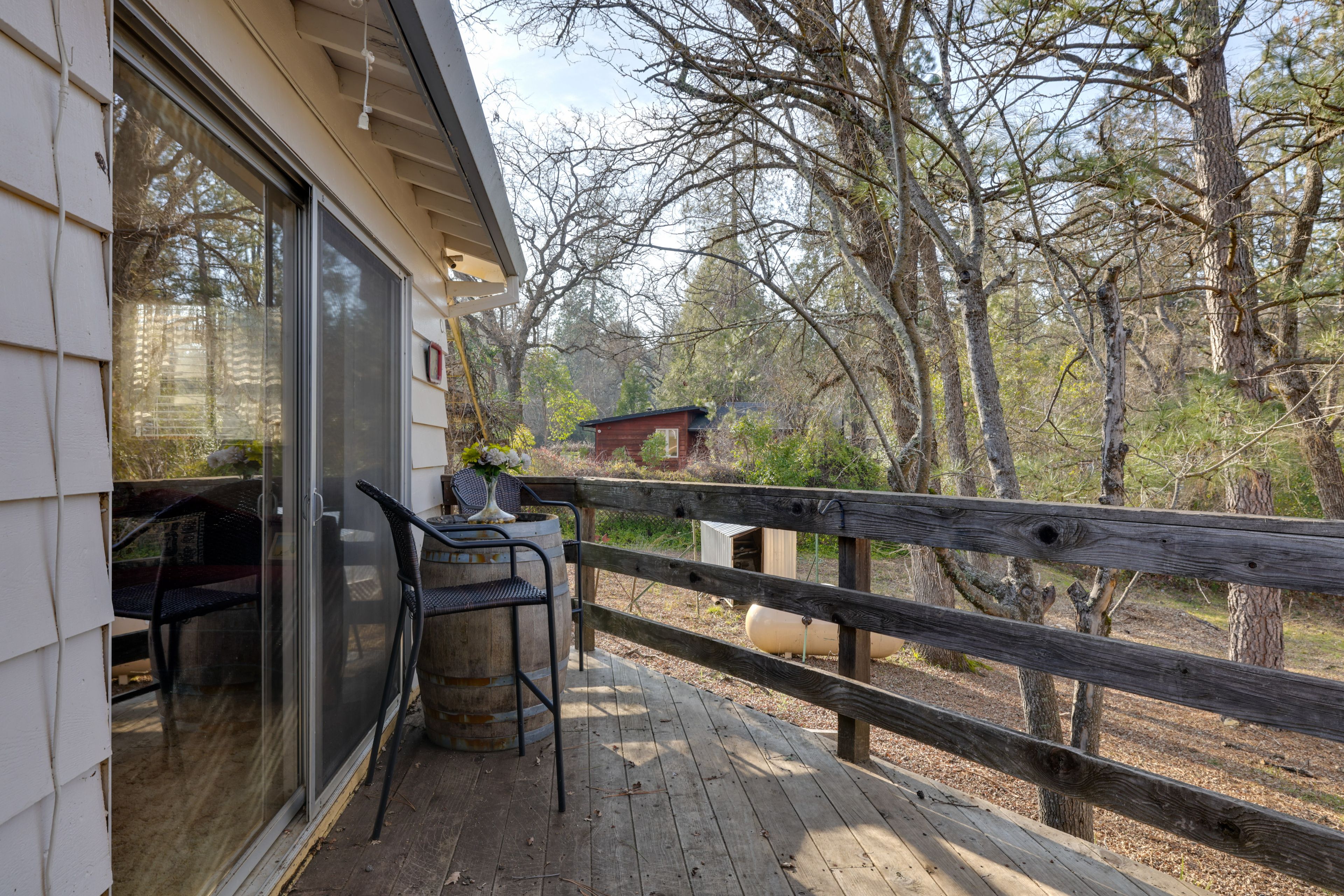 Outdoor Space | Gas Grill & Gas Tabletop Fire Pit | Hanging Lights