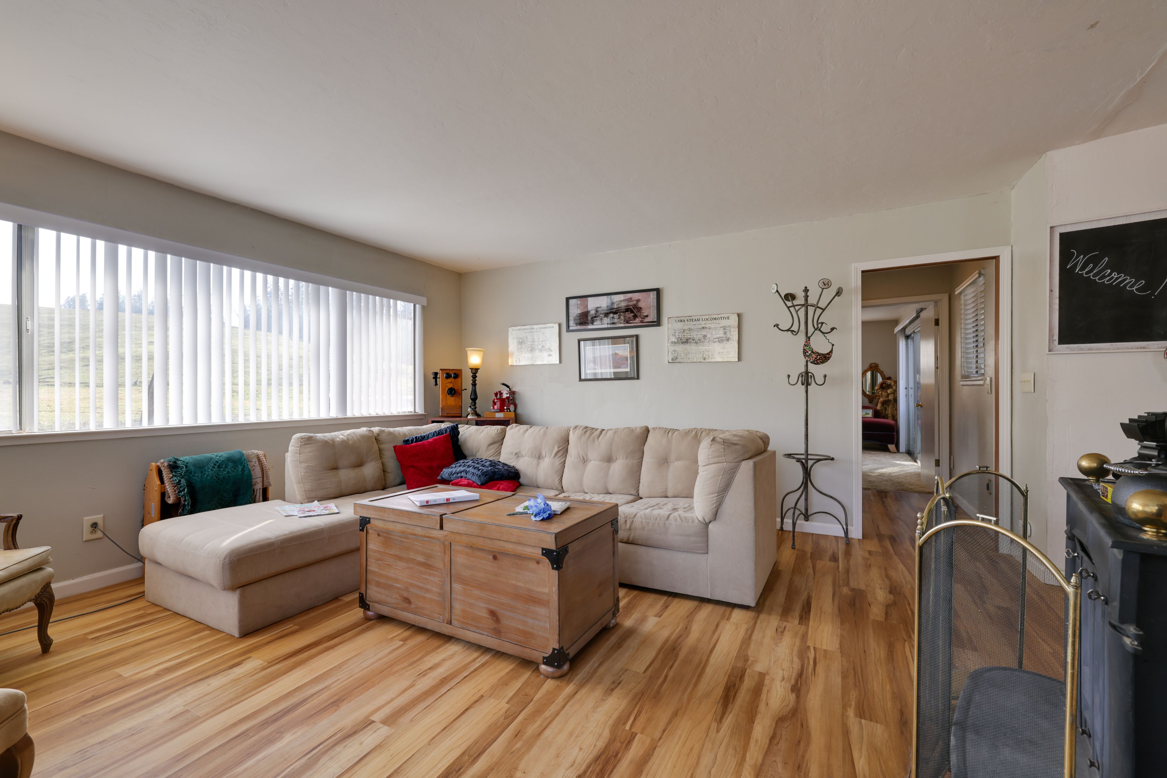 Living Room | Full Sleeper Sofa | Wood-Burning Stove