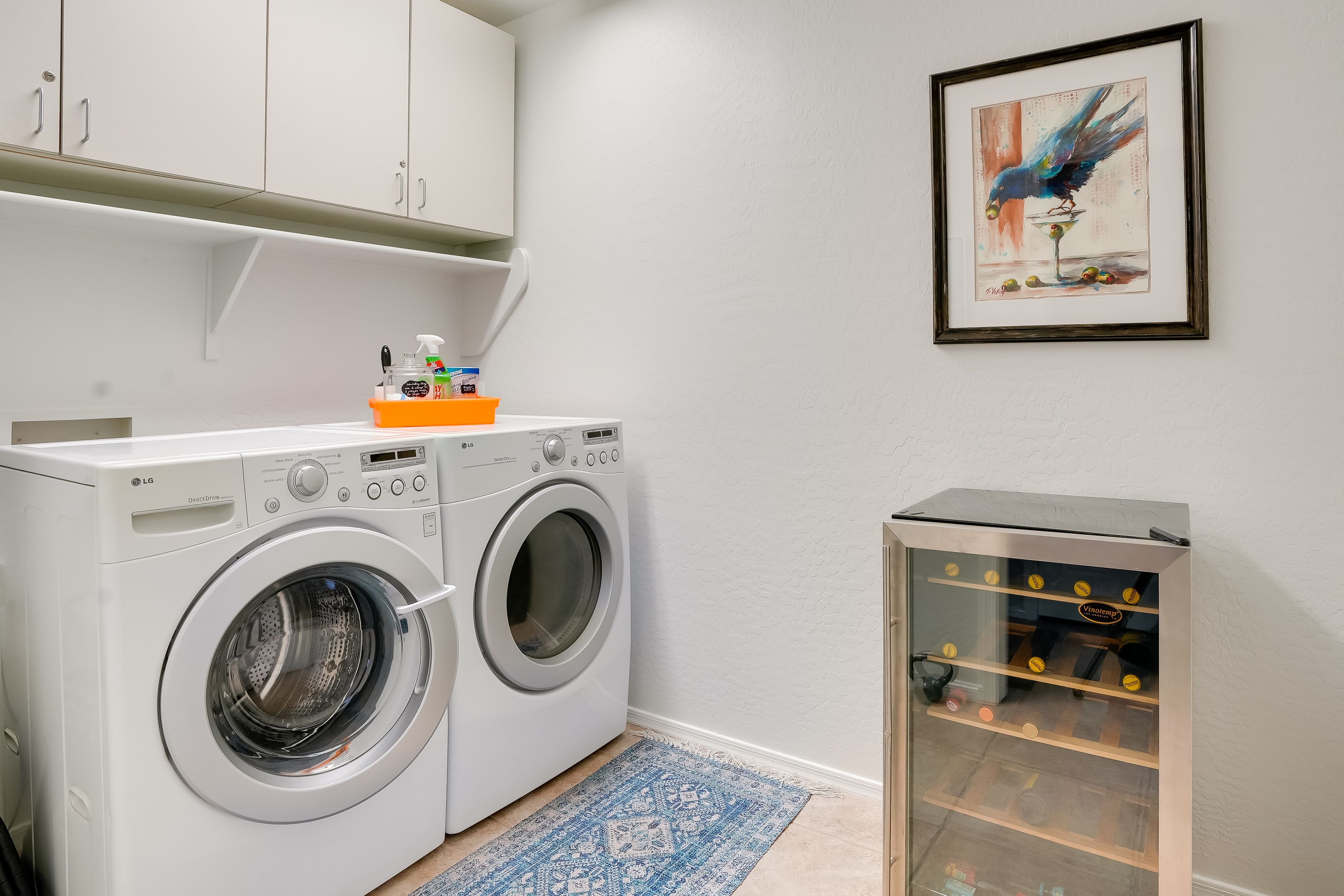 Laundry Room | Main Level | Washer + Dryer | Wine Fridge