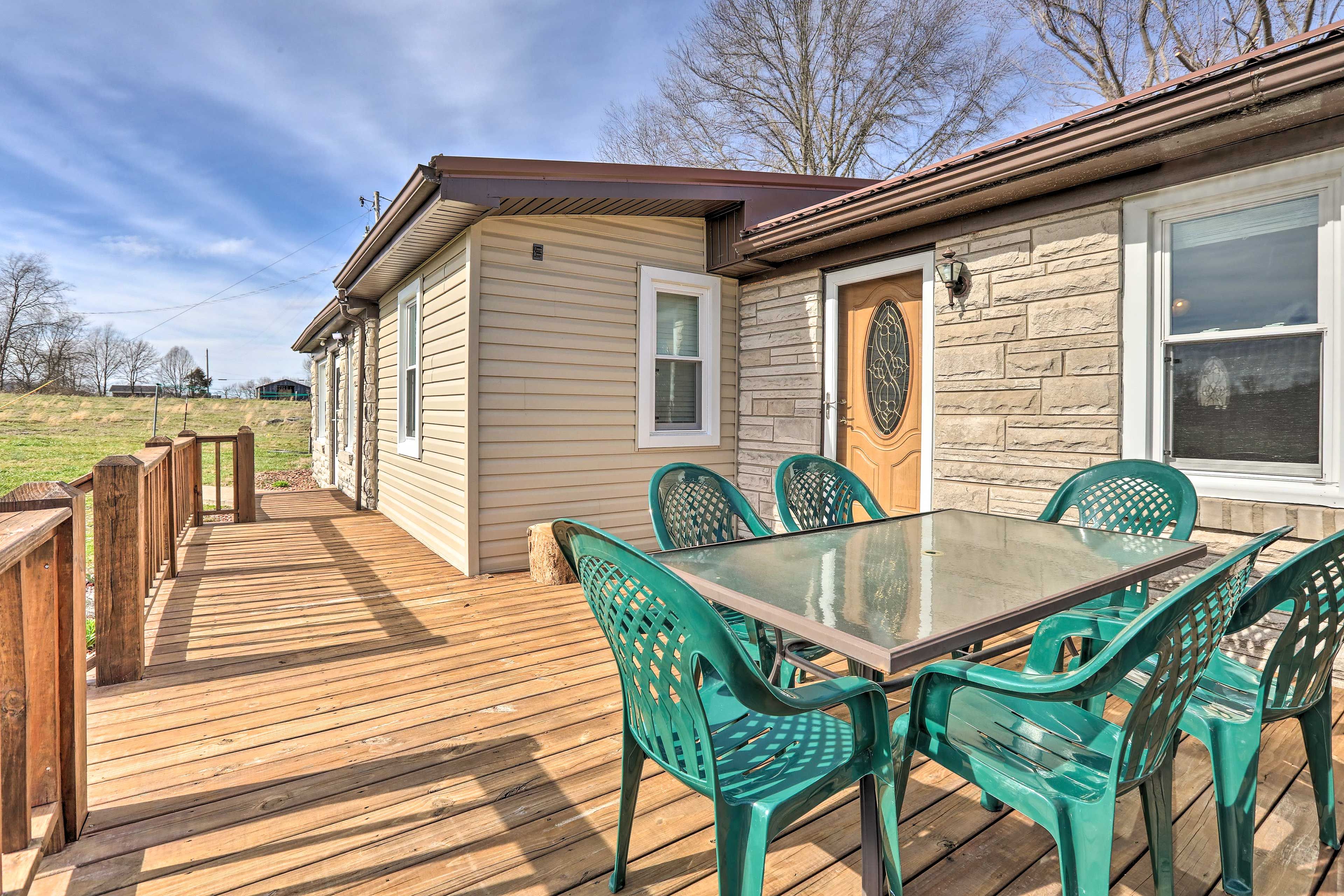 Deck | Outdoor Seating & Dining | Private Backyard | Charcoal Grill