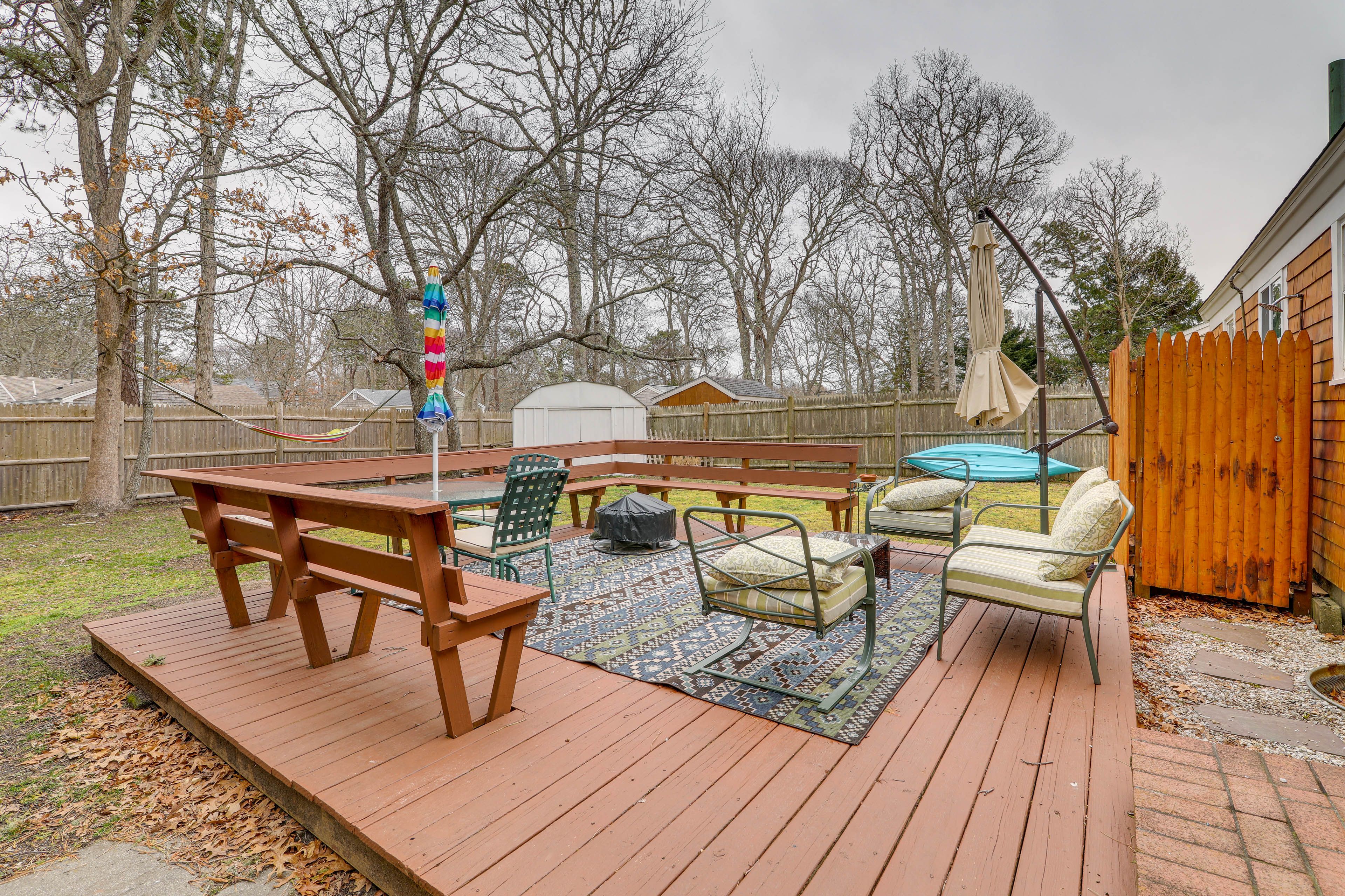 Private Backyard Area | Private Deck w/ Seating | Outdoor Shower