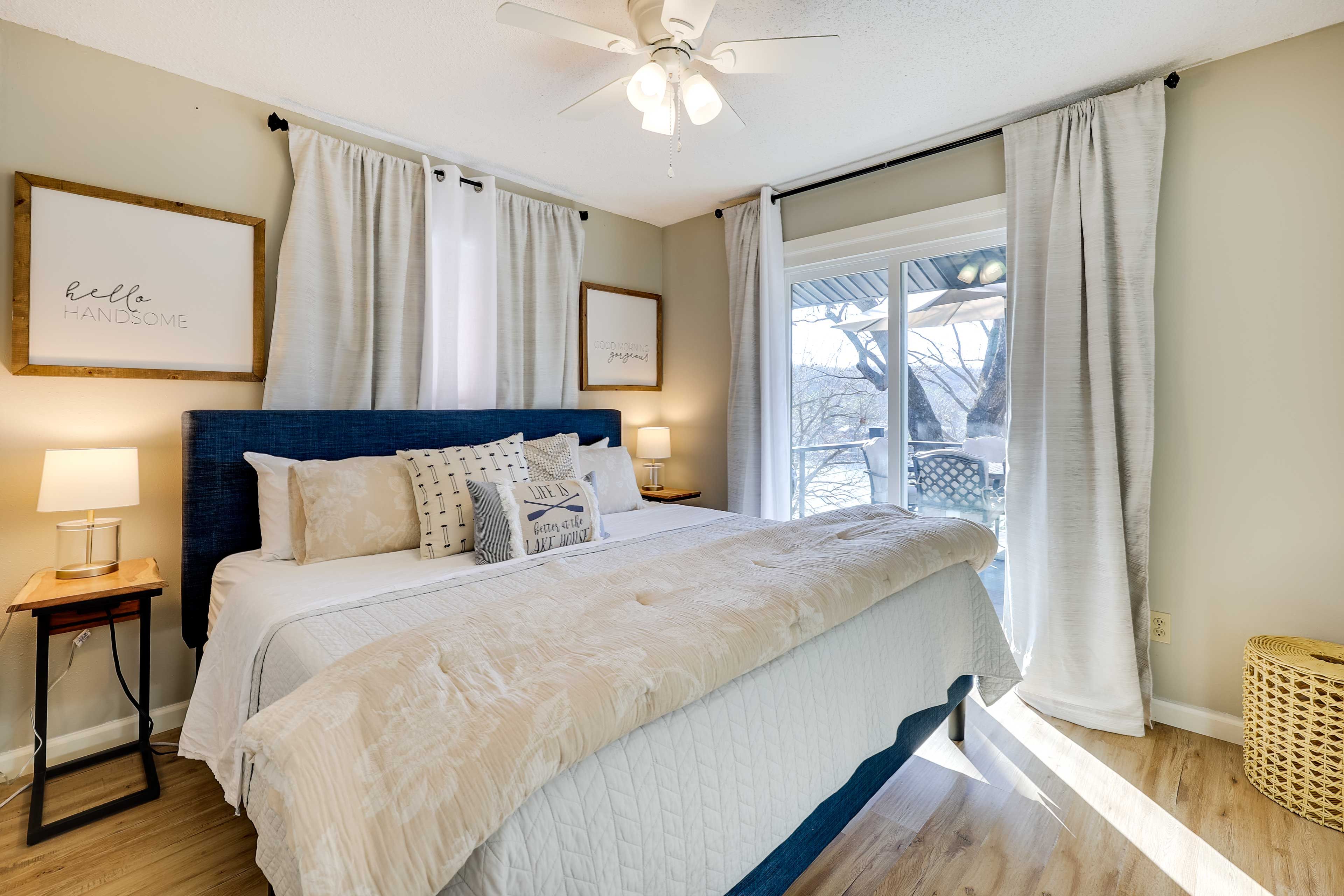 Bedroom 1 | 1st Floor | King Bed | Linens Provided | Deck Access