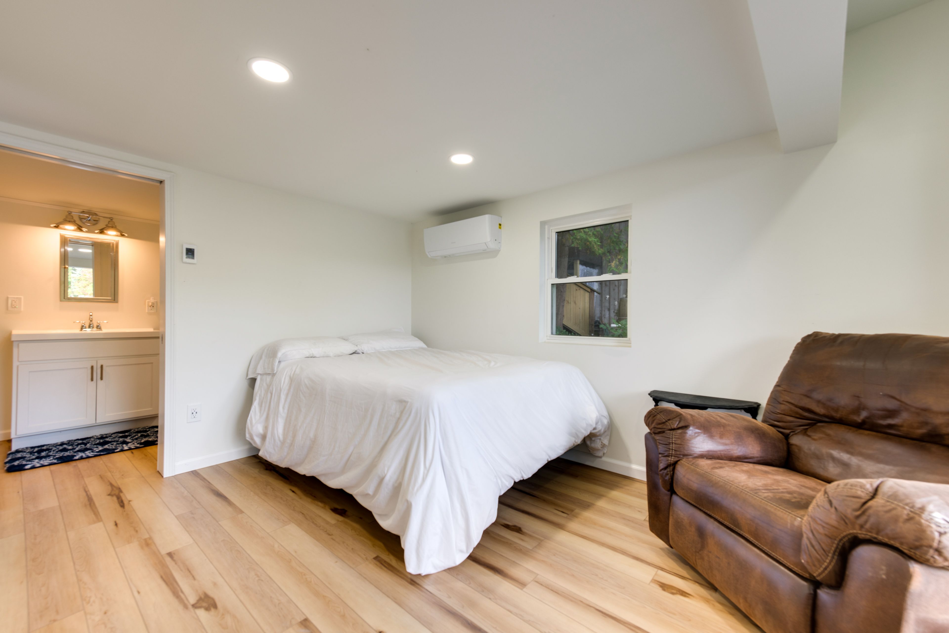 Bedroom (Open Bedroom) | Queen Bed | Mini-Split A/C Unit | Pack 'n Play