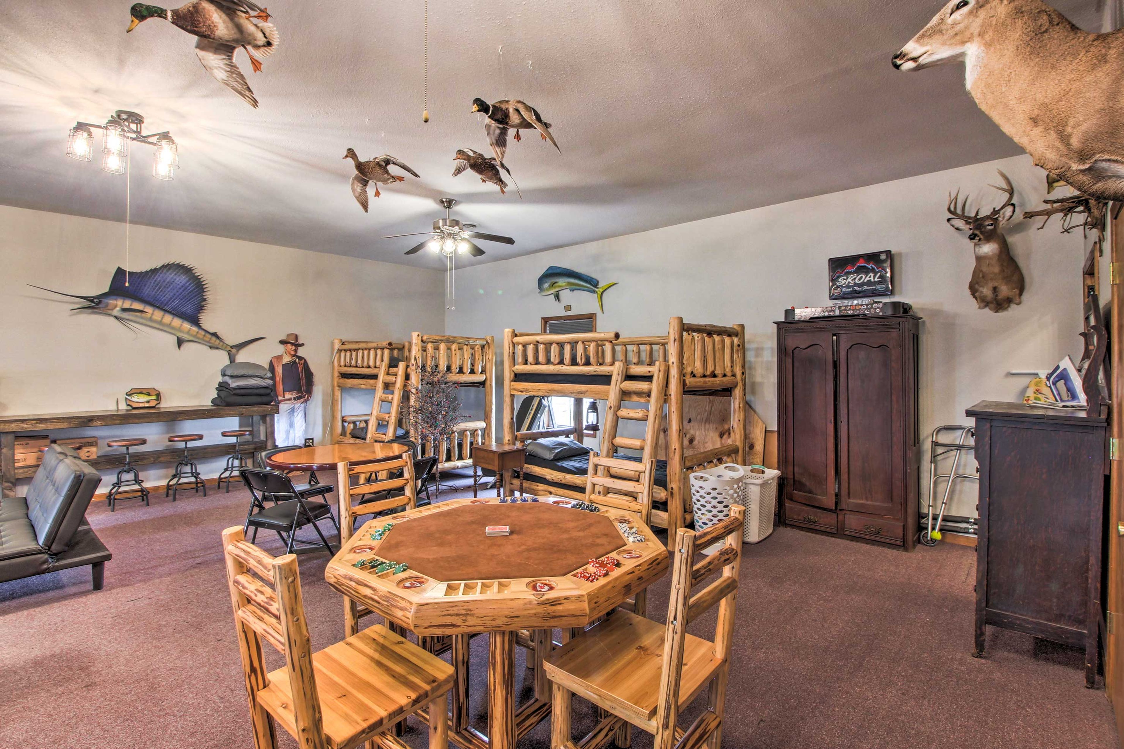 Bedroom | Twin Bunk Beds | Poker Table | Pool Table | Foosball Table