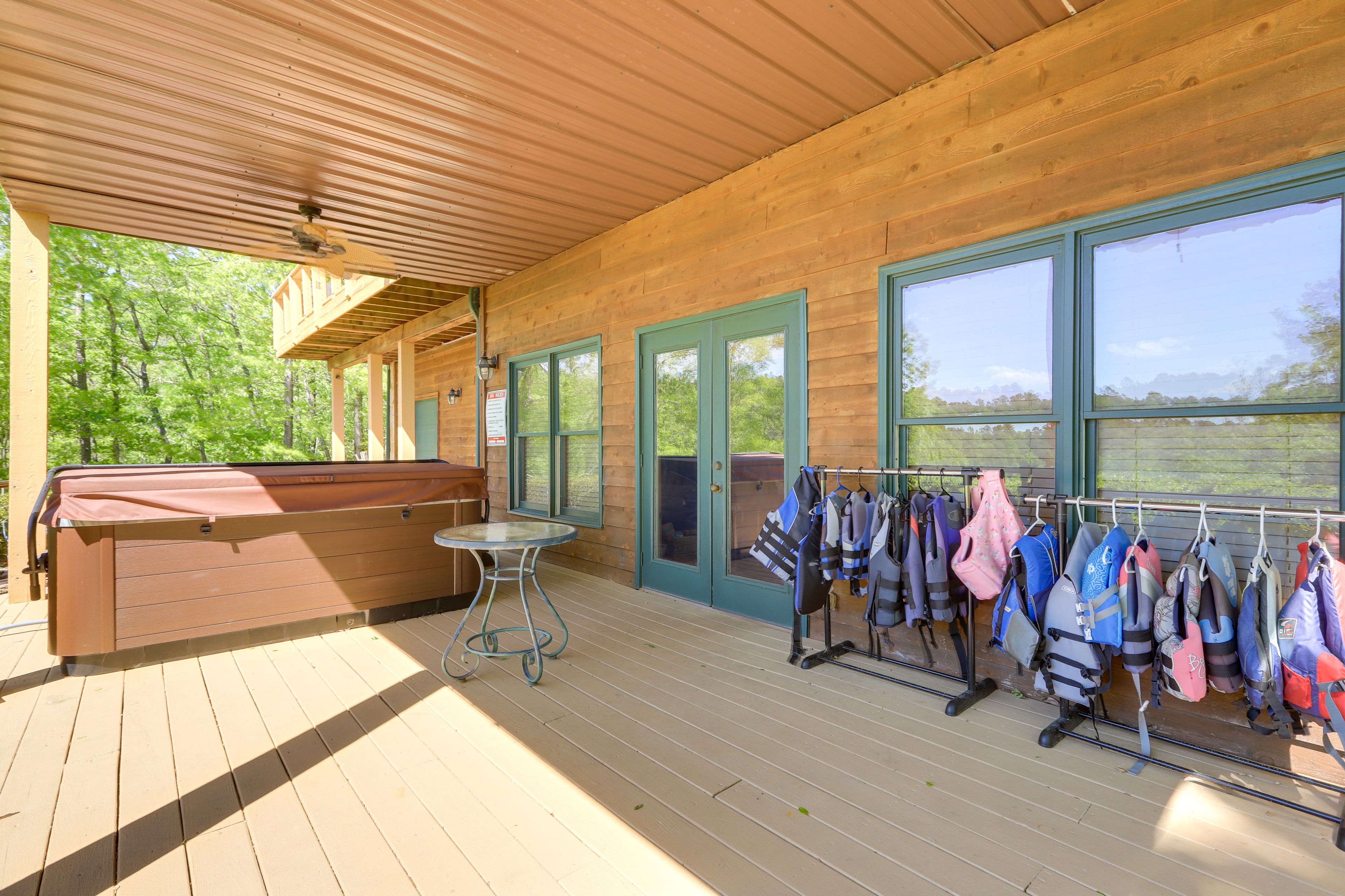 Covered Patio | Private Hot Tub | Lifejackets