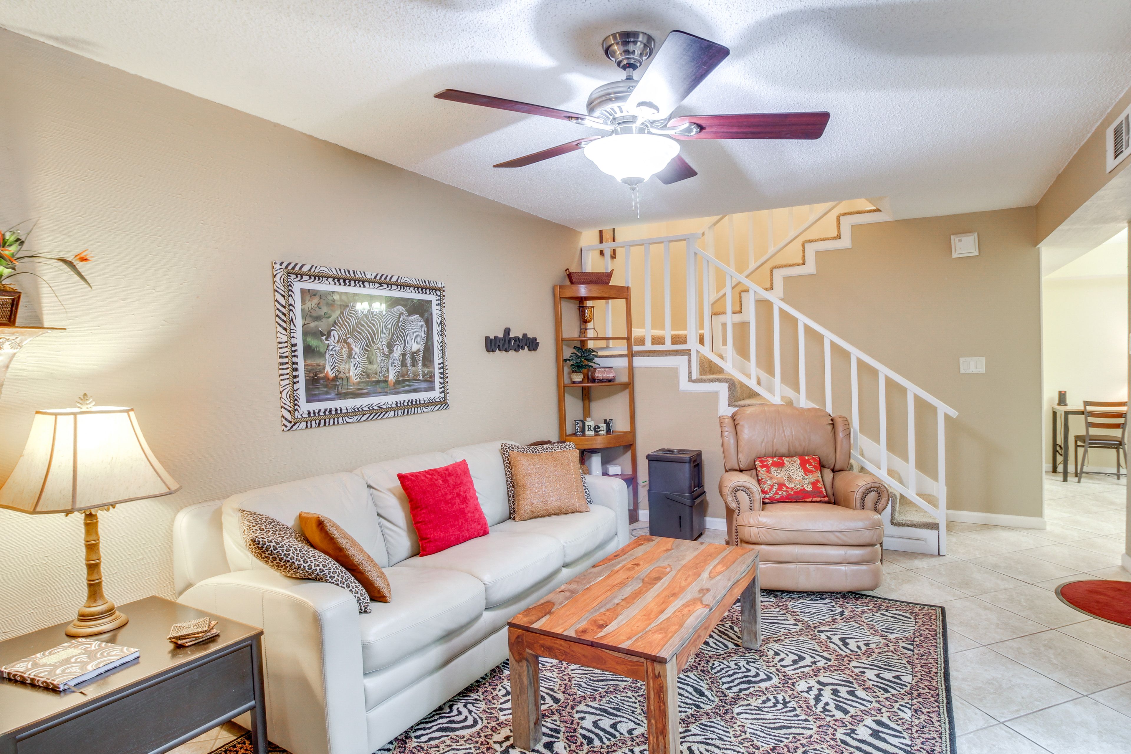 Living Room | 2-Story Townhome | Queen Sleeper Sofa | Central A/C & Heating