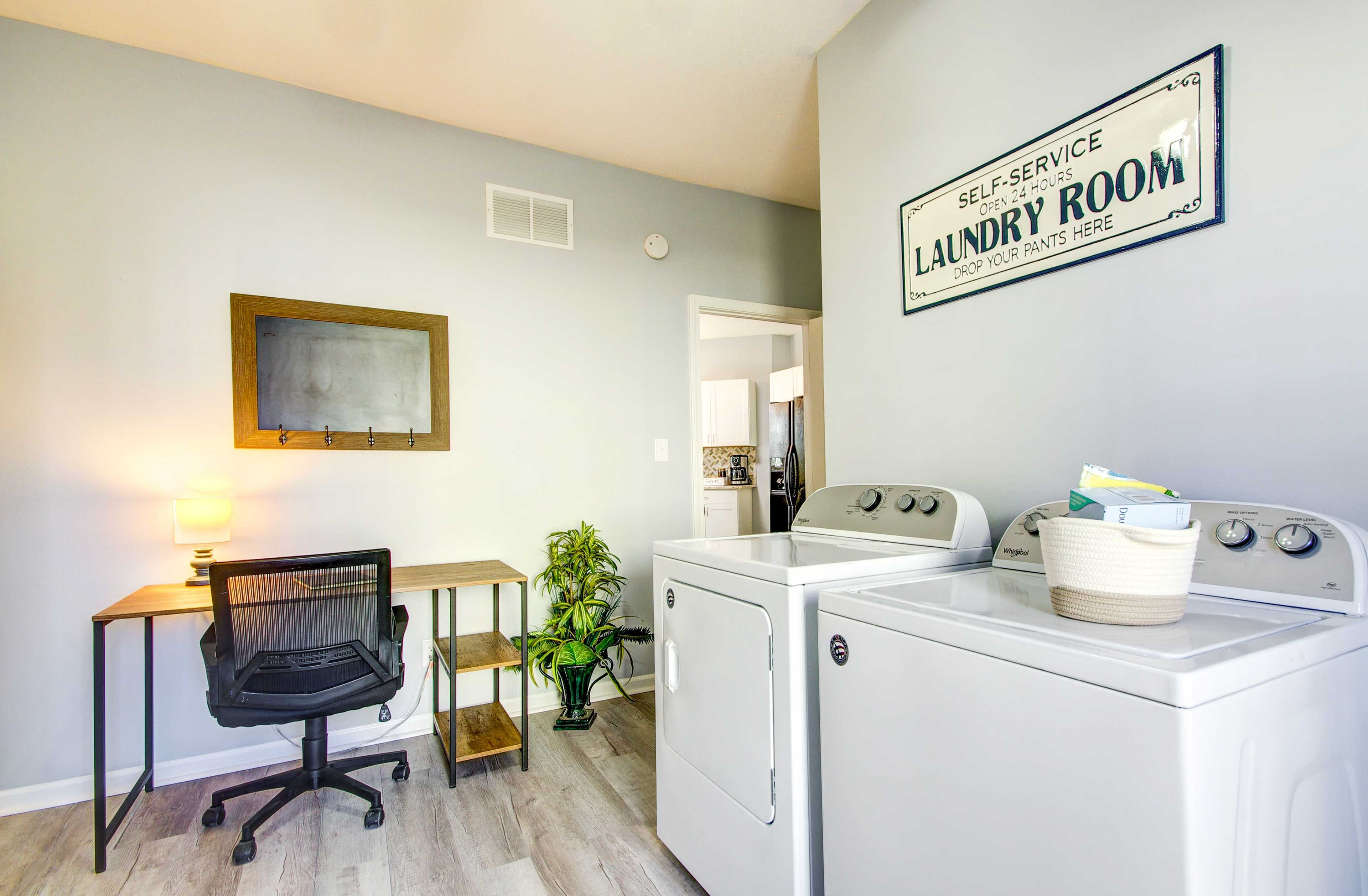 Laundry Area | Washer/Dryer | Laundry Detergent | Laptop Friendly Workspace