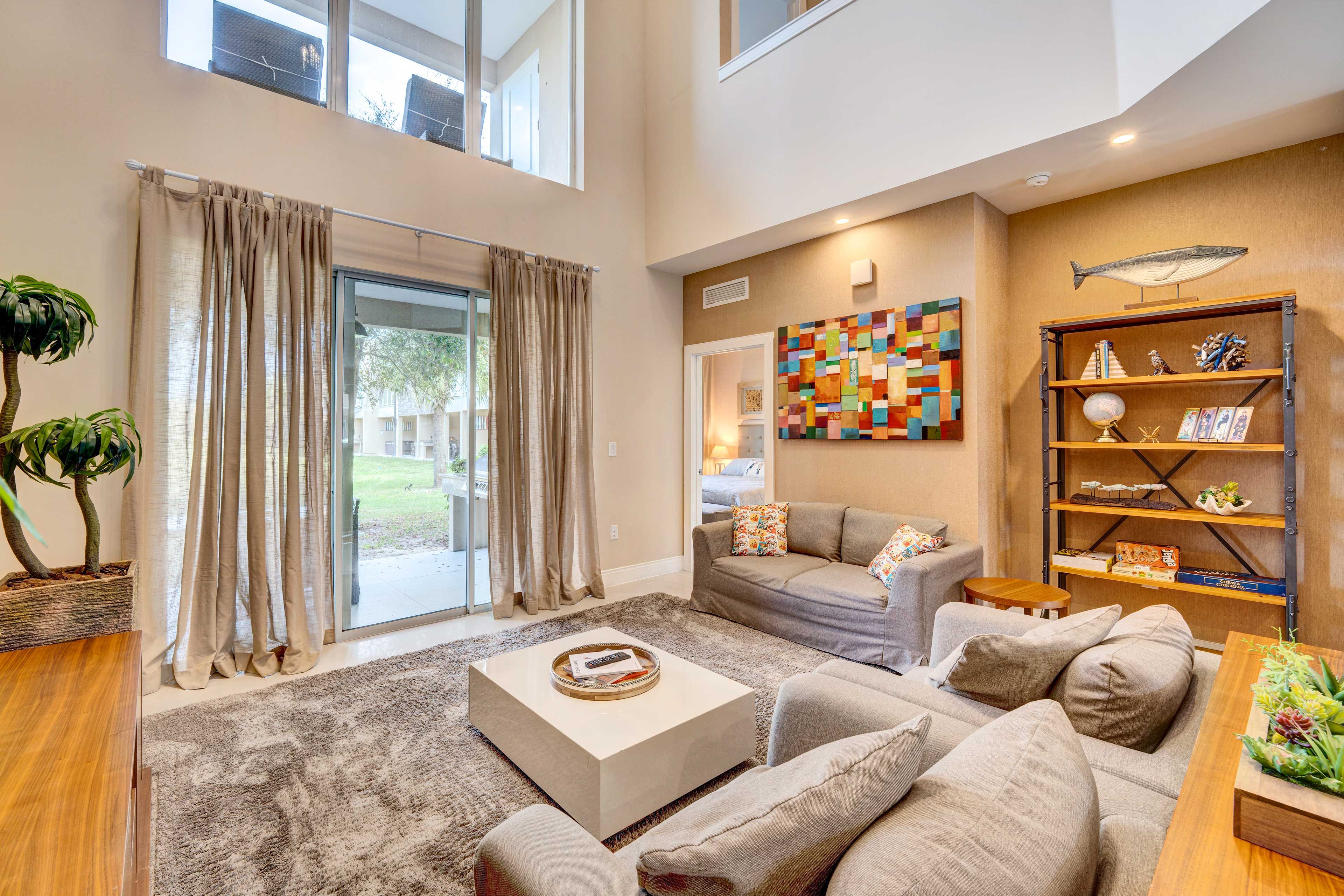 Living Room | 2-Story Townhome | Central A/C & Heat