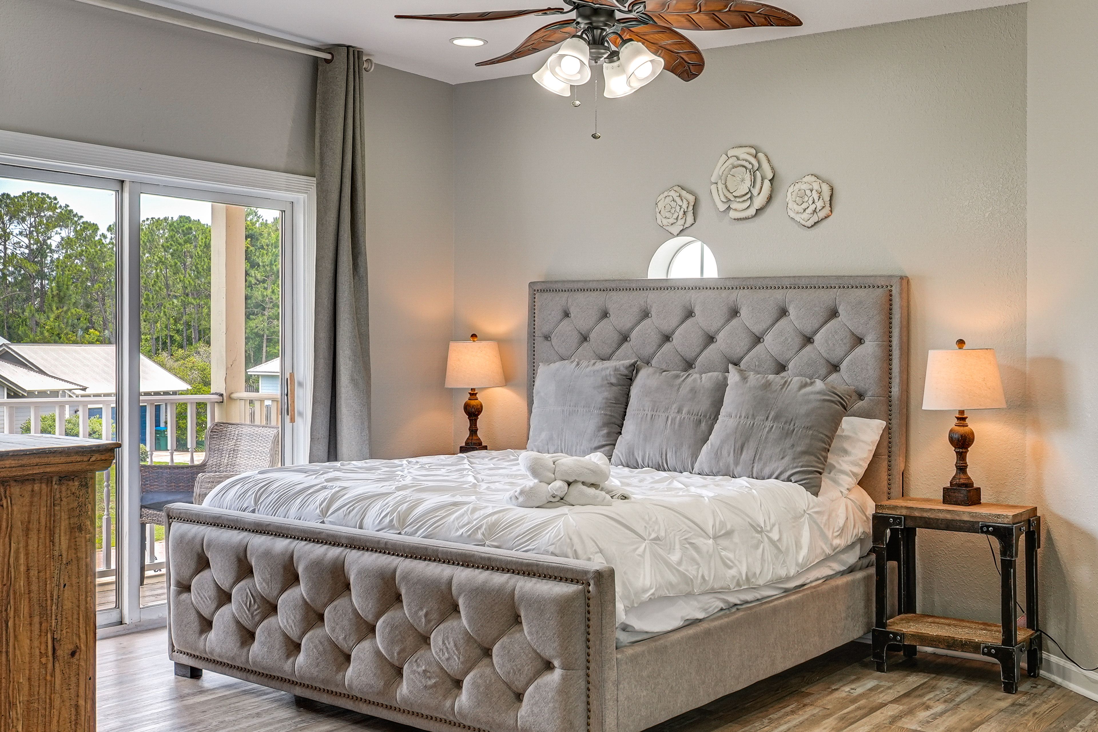 Bedroom 1 | 2nd Floor | King Bed | Linens Provided | Electric Fireplace