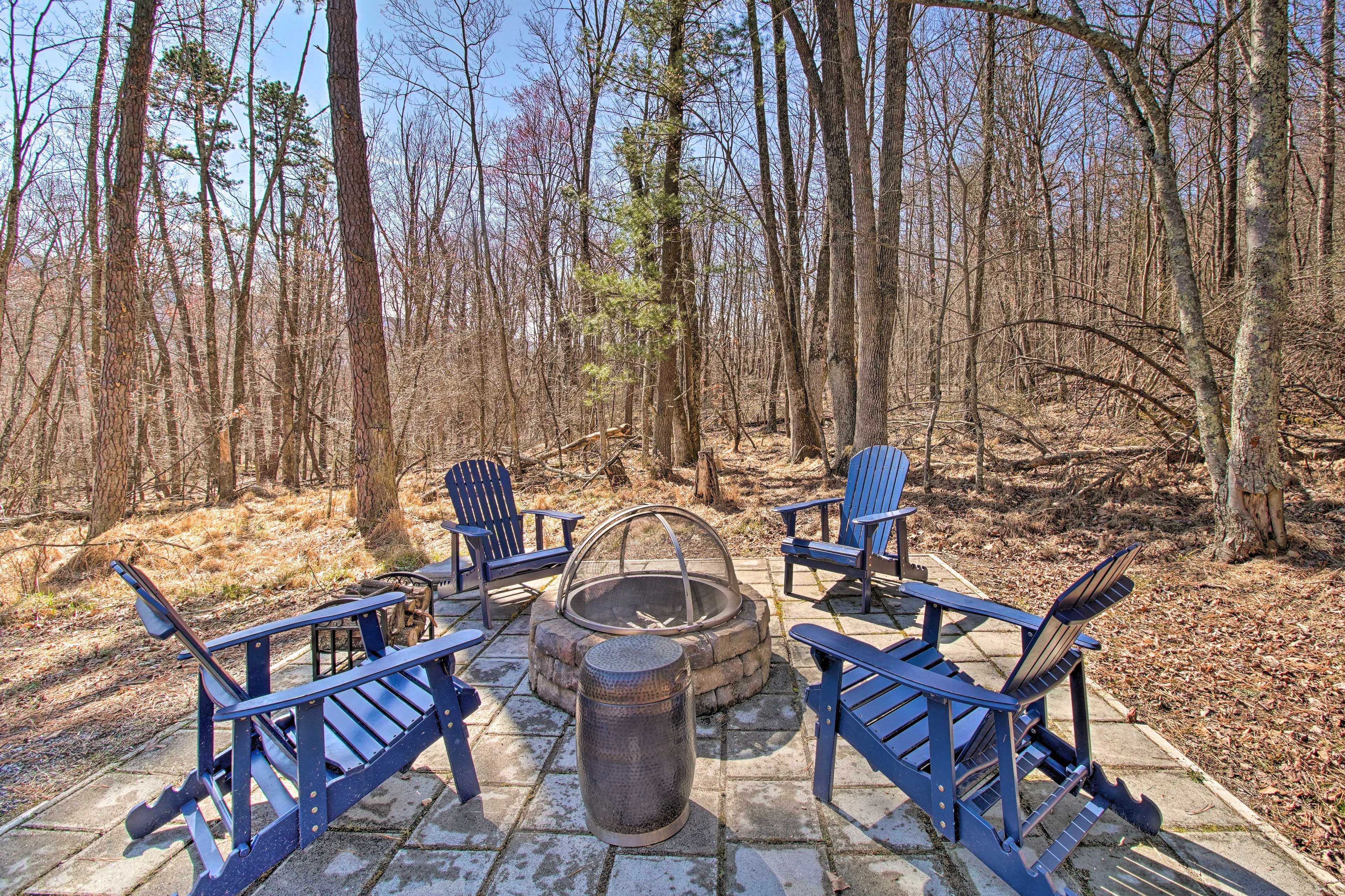 Fire Pit | Wood Provided | Adirondack Chairs