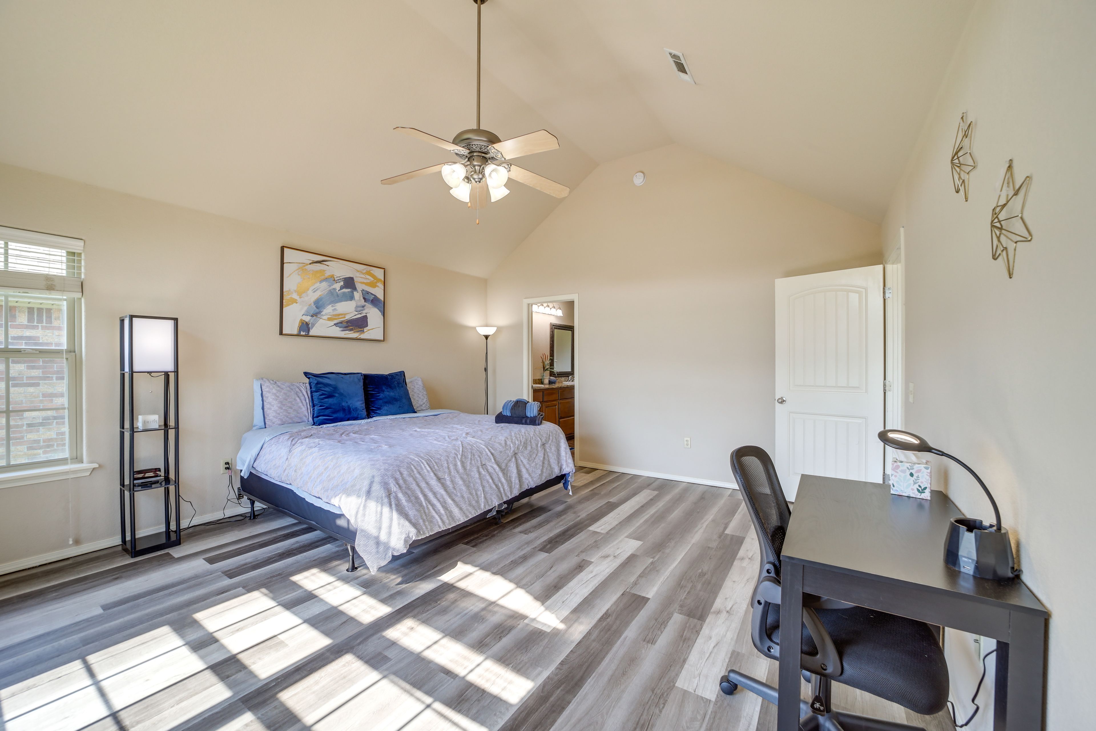Bedroom 1 | King Bed | Linens Provided | En-Suite Bathroom | Desk