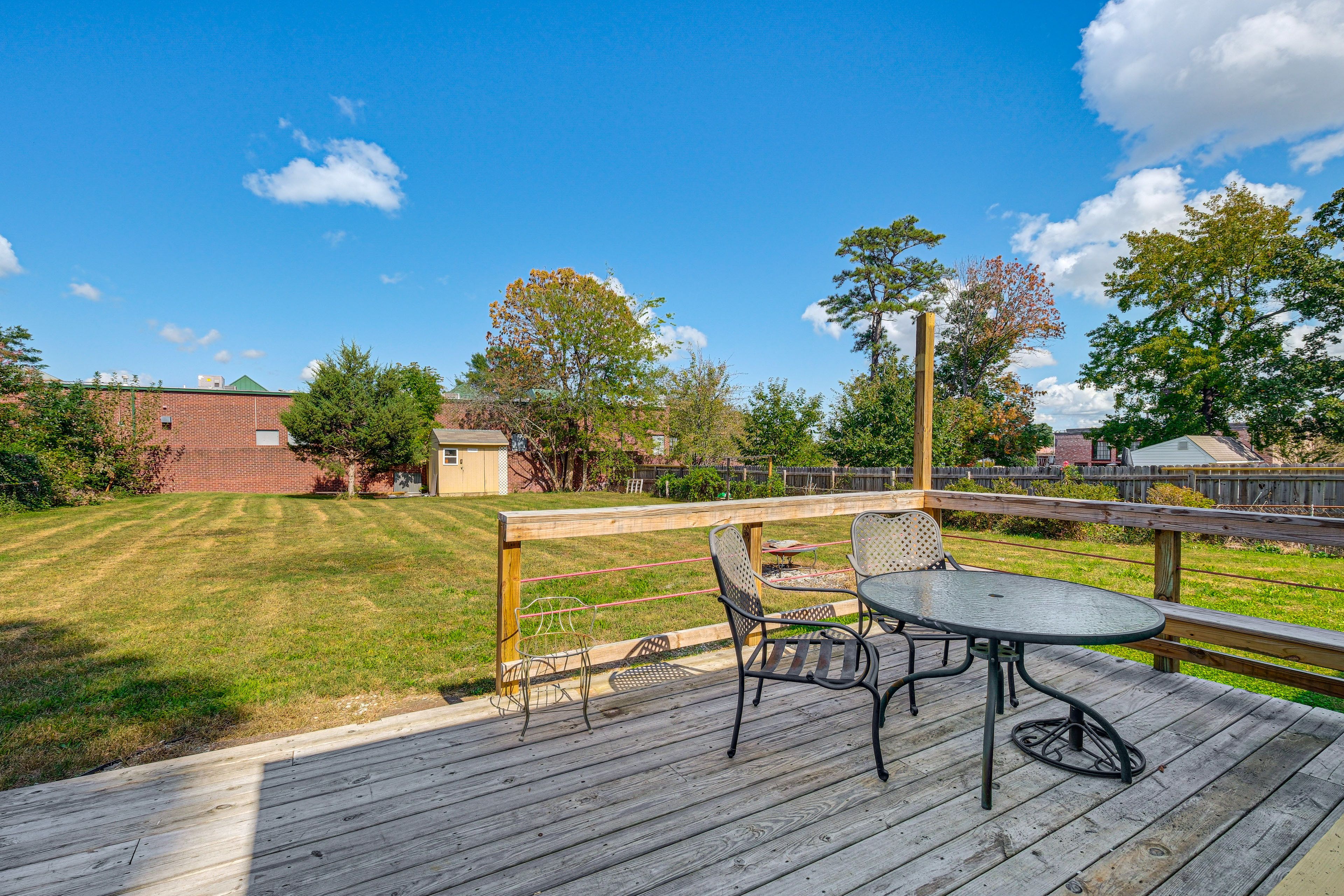 Deck w/ Outdoor Dining Area | Wood-Burning Fire Pit | Spacious Yard