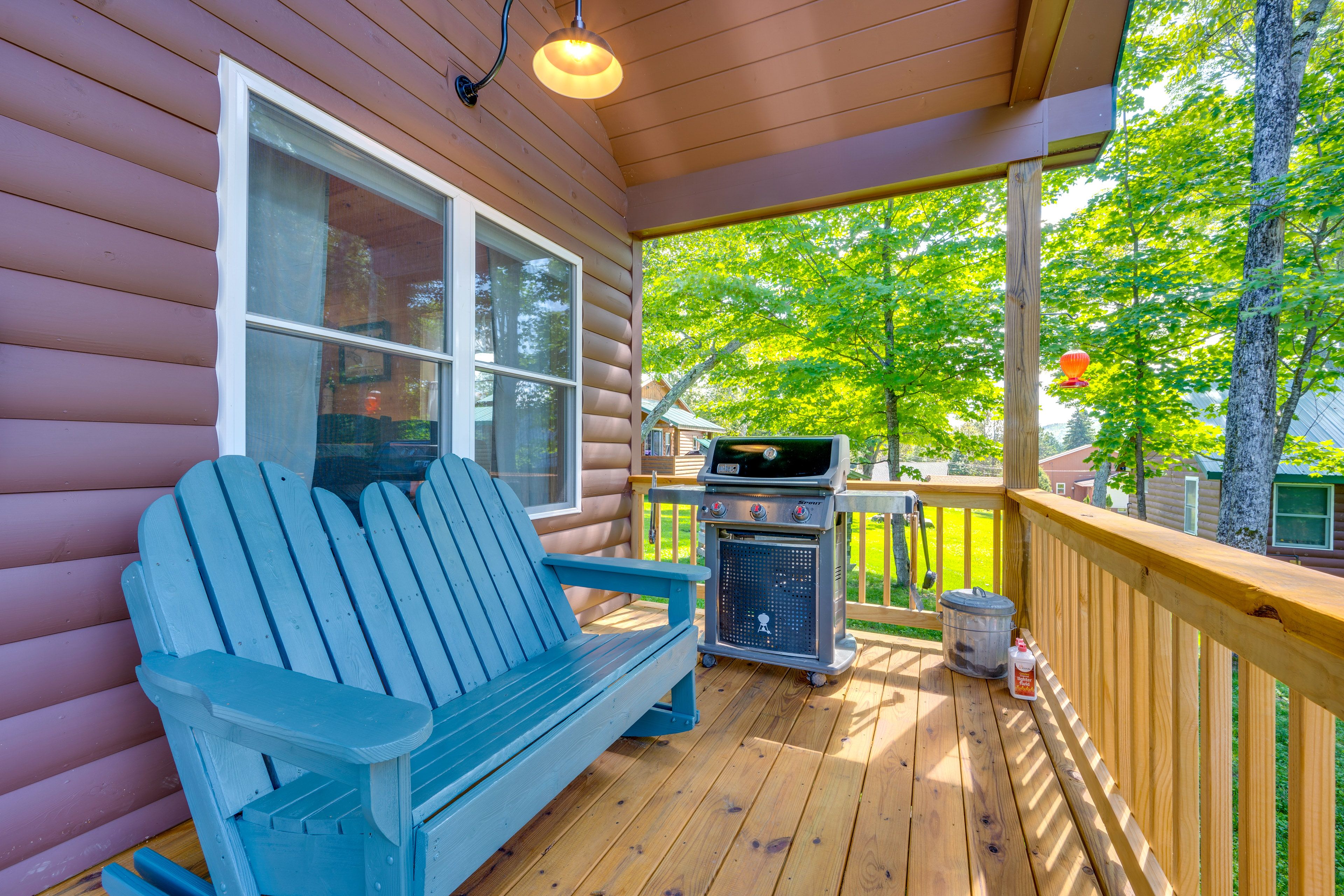 Covered Porch | Gas Grill | Mountain & Lake Views