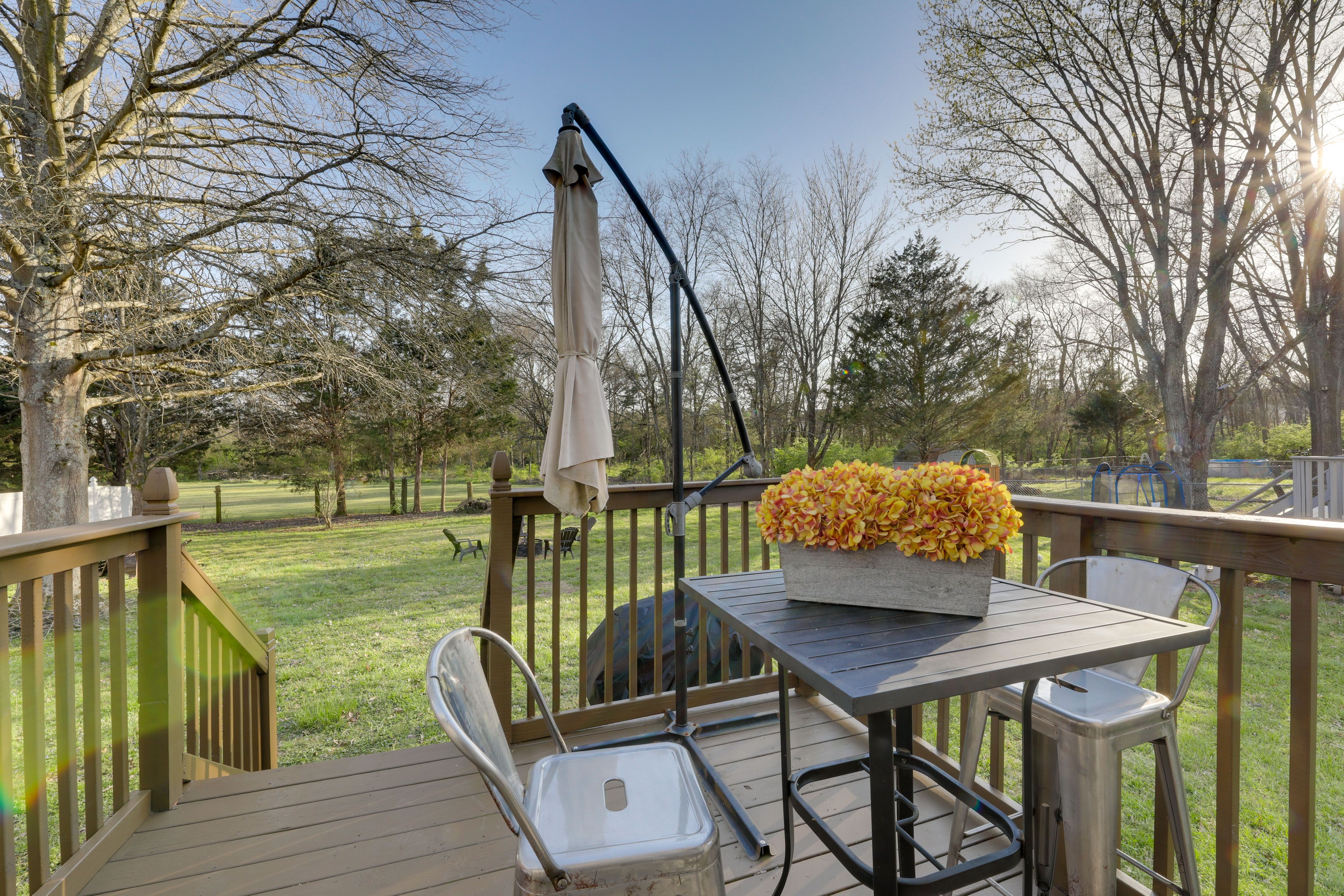 Townhome Exterior | Furnished Deck | Dining Area | Gas Grill
