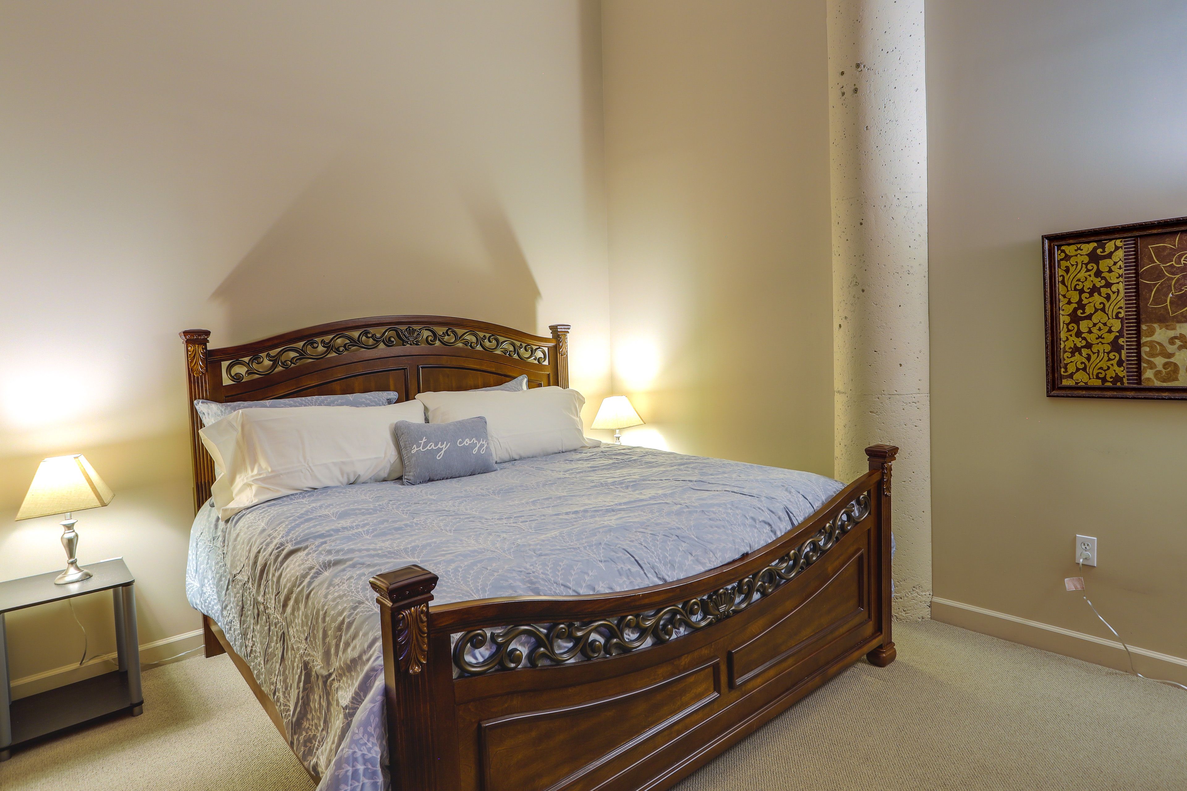 Bedroom 1 | King Bed | Linens Provided | Flat-Screen TV