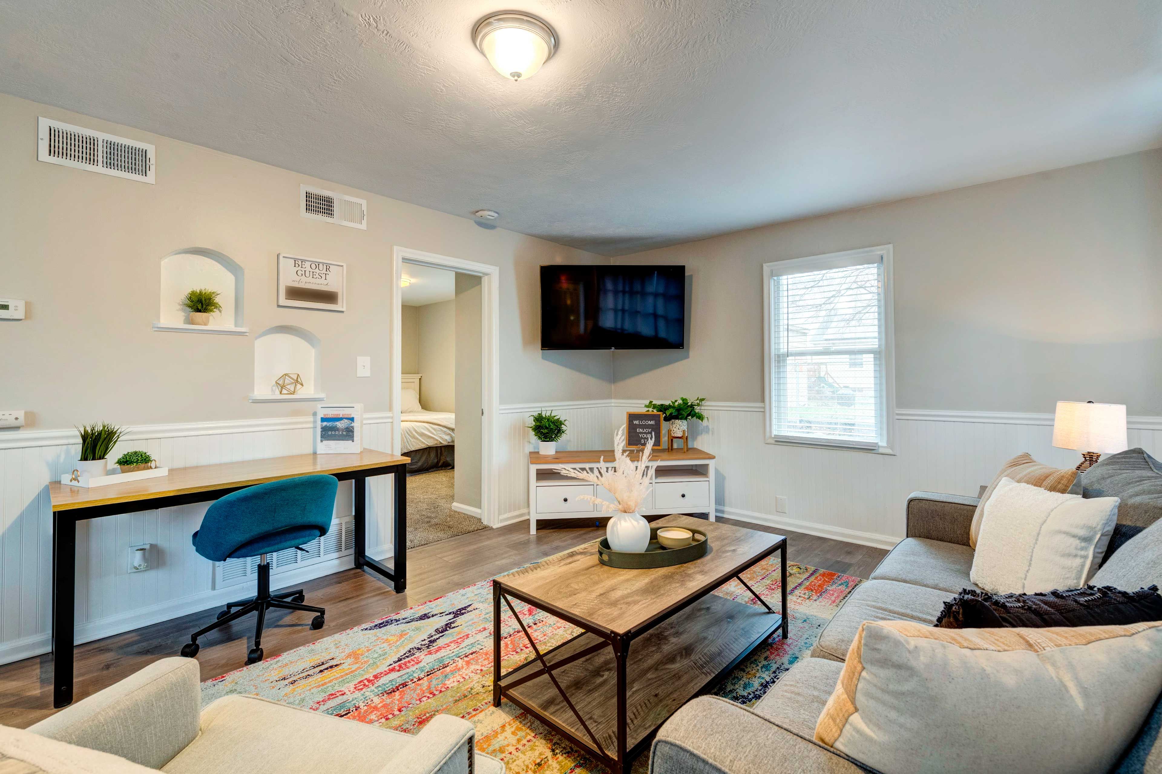 Living Room | Smart TV | Laptop-Friendly Workspace