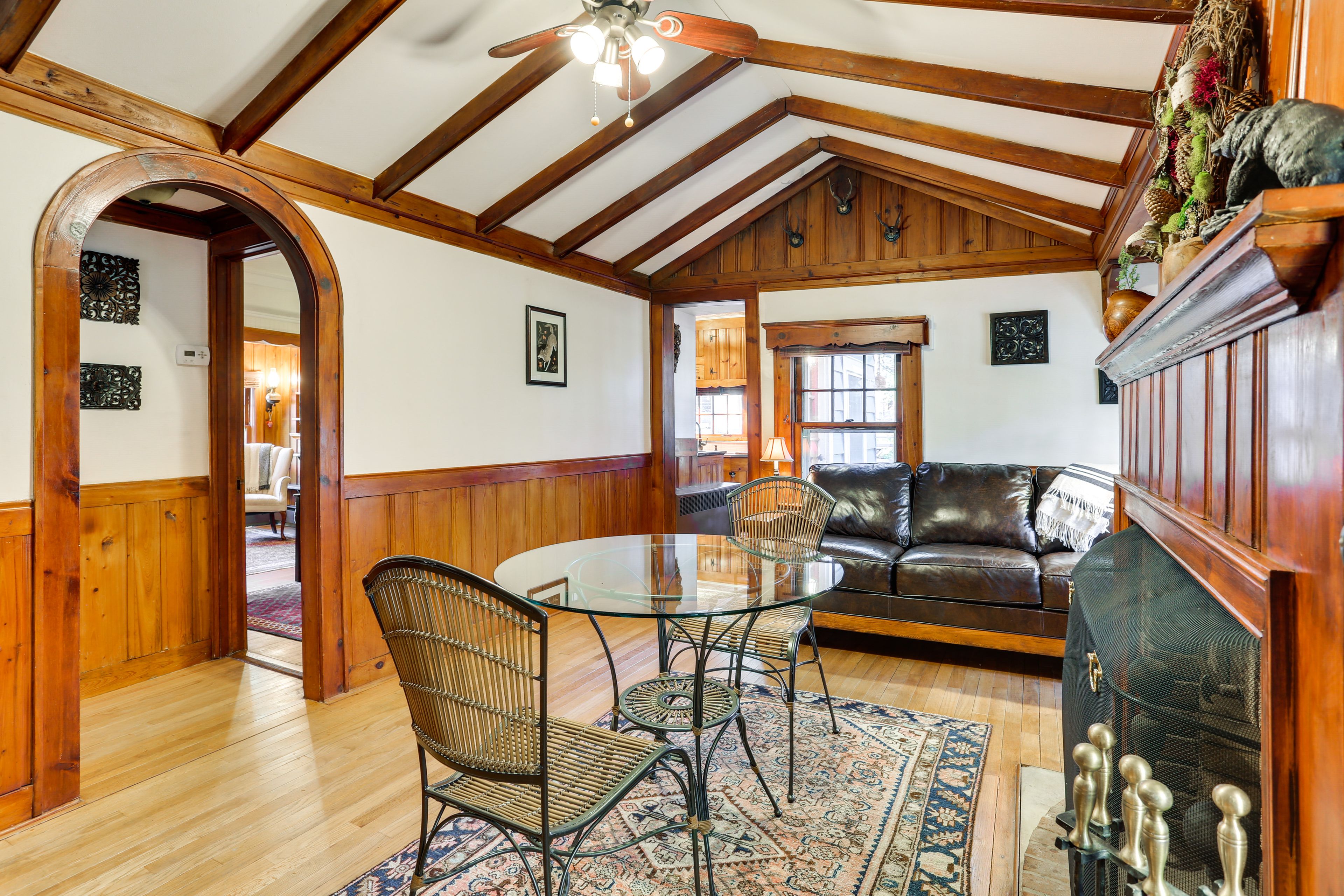 Living Room | Dining Set | Dishware & Flatware Provided | Decorative Fireplace